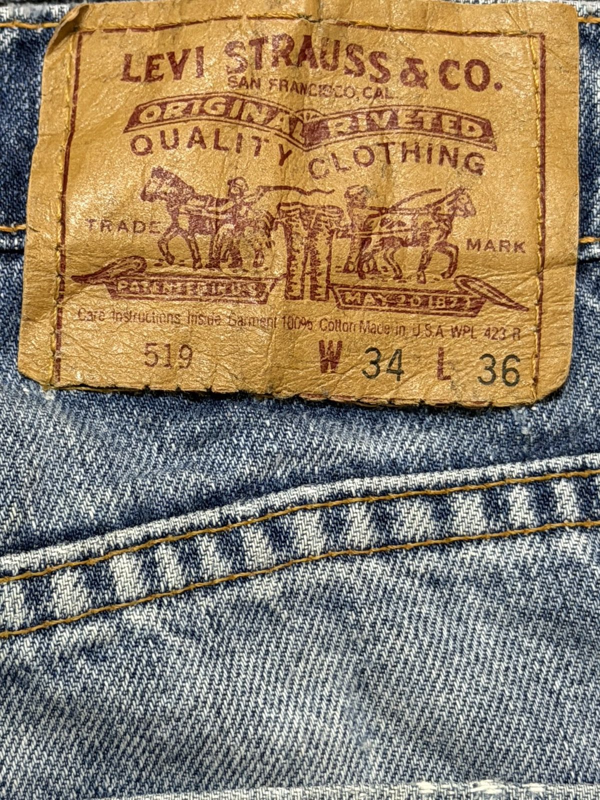 Levi's Vtg 80s Levis 519 Blue Faded Wash Distressed Straight Loose Size US 33 - 6 Thumbnail