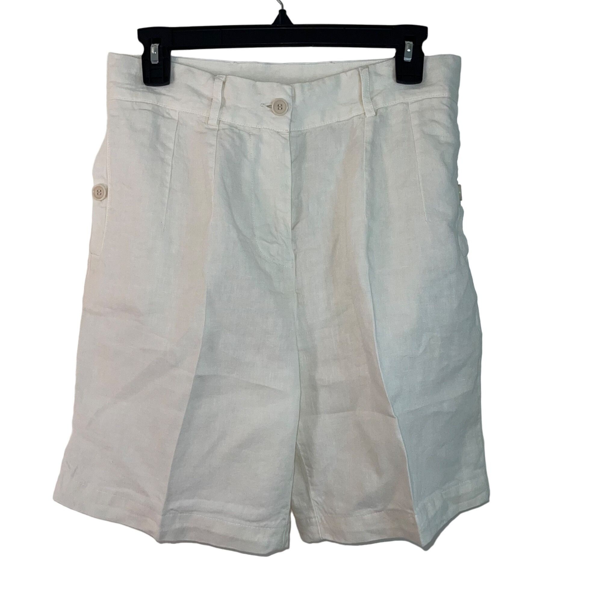 Aspesi Womens Shorts Size 38 White Pockets Pleated Chino Pur