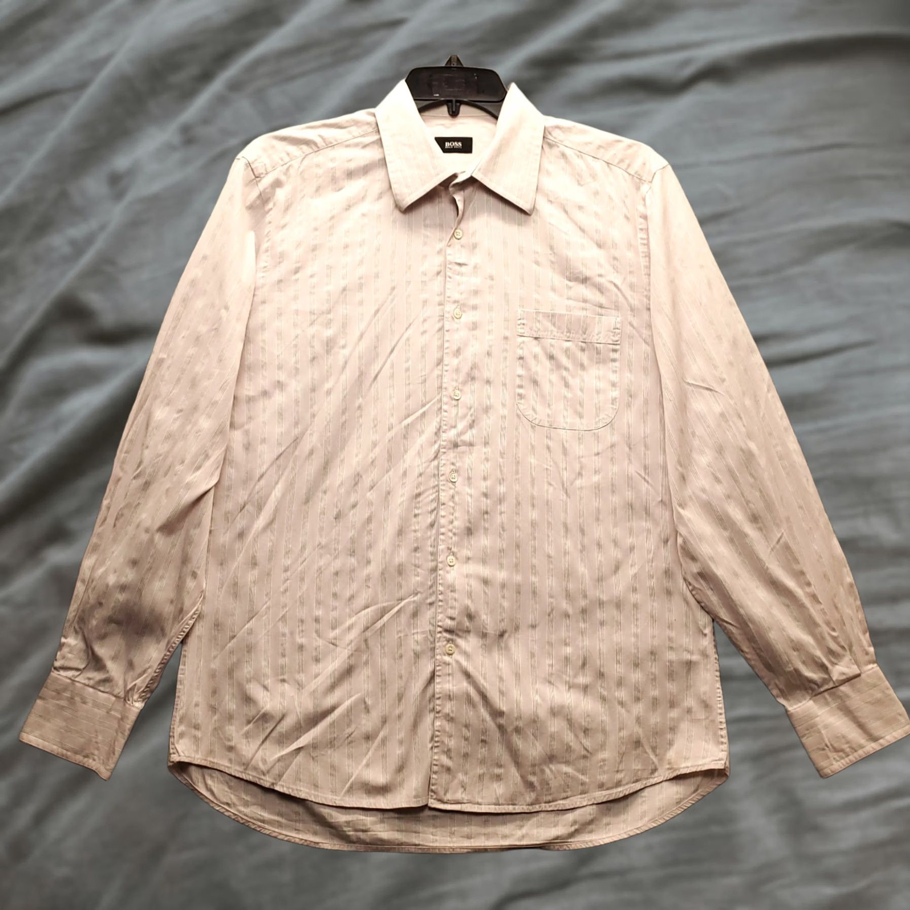 Hugo Boss HUGO BOSS Mens Multicolor Striped Button-Up Long Sleeve Shirt, Classic Fit, Collared, Chest 22.25in, 30.5in Length, Regular Size L Size US L / EU 52-54 / 3 - 1 Thumbnail
