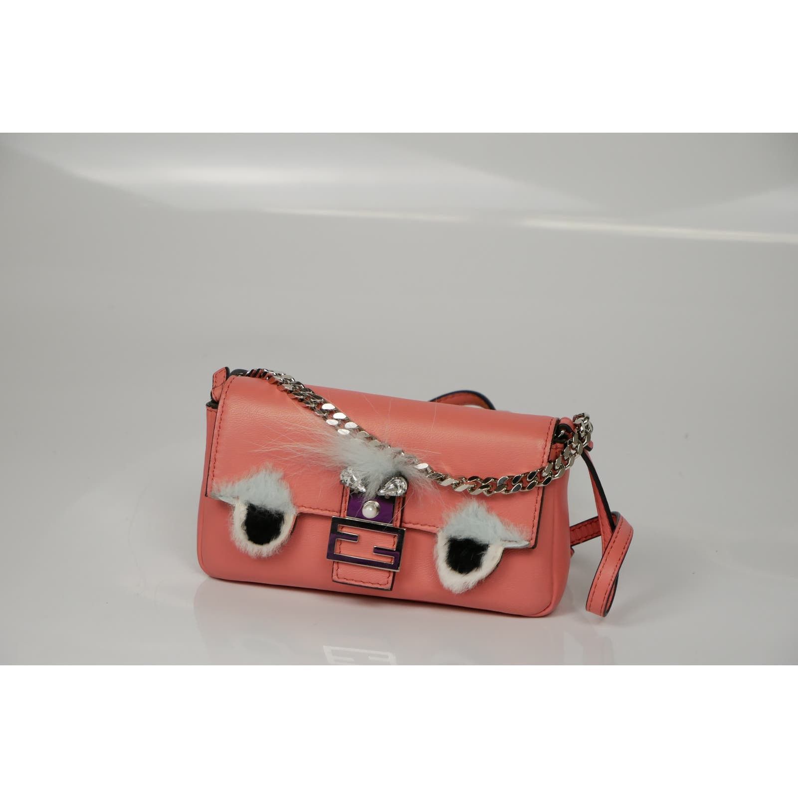 Fendi Fendi Nappa Leather And Fox Fur Micro Buggie Baguette Bag Size ONE SIZE - 3 Thumbnail