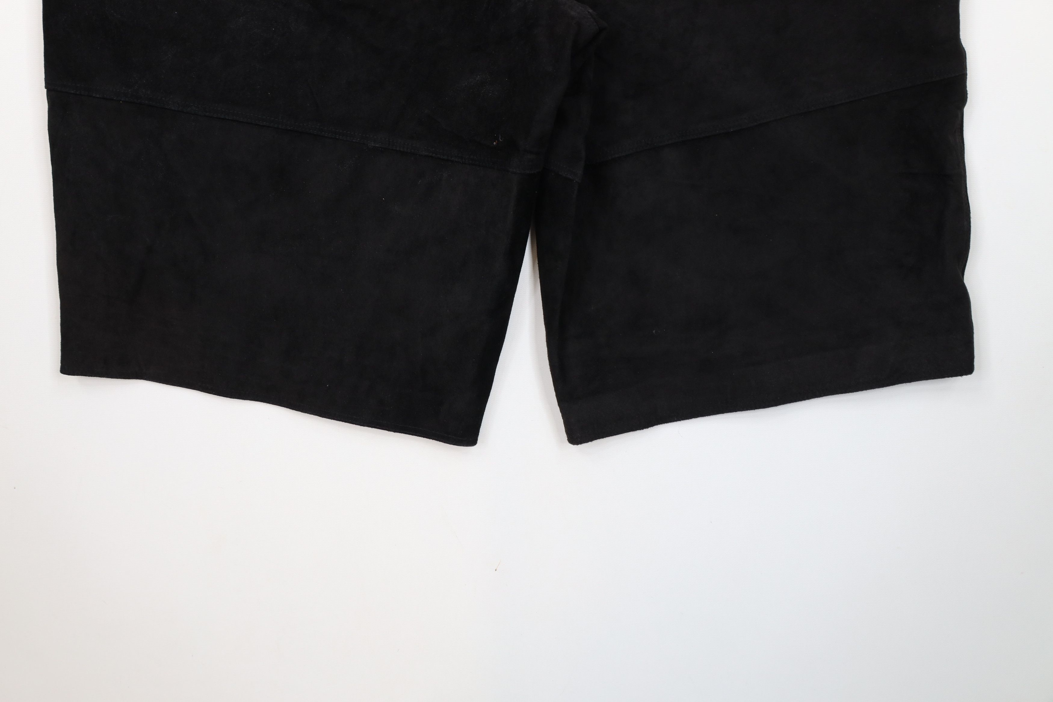 Pelle Pelle × Vintage Vintage 90s Pelle Pelle Suede Leather Baggy Shorts Black Size US 36 / EU 52 - 14 Thumbnail
