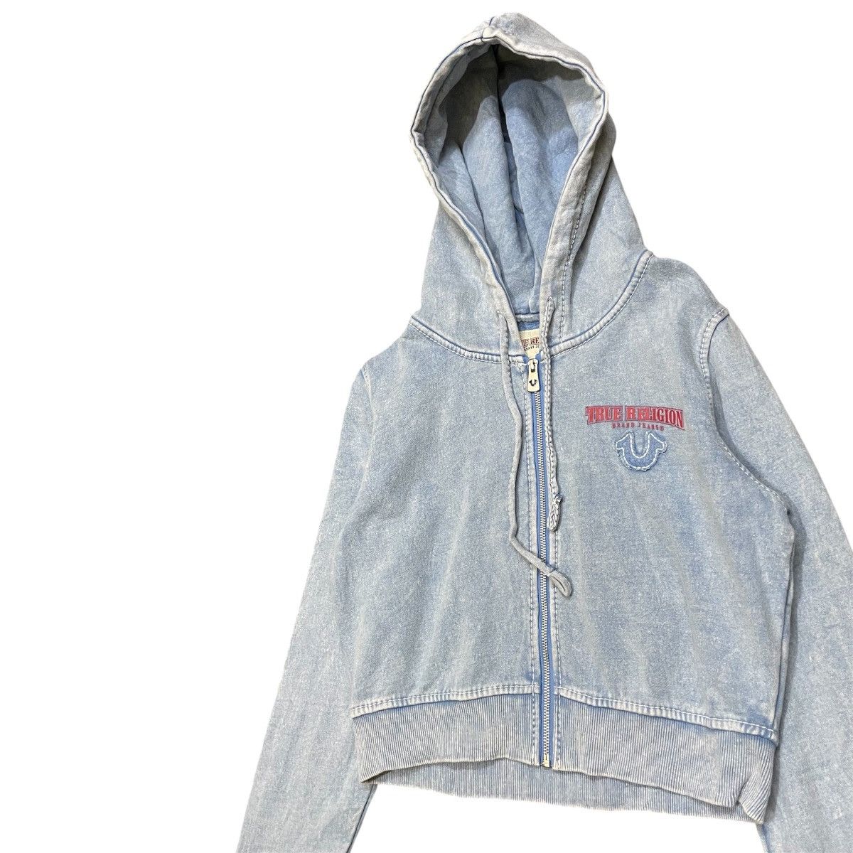 True Religion Y2K True Religion Cropped Hoodie Acid Wash Sweatshirt Size L / US 10 / IT 46 - 3 Thumbnail