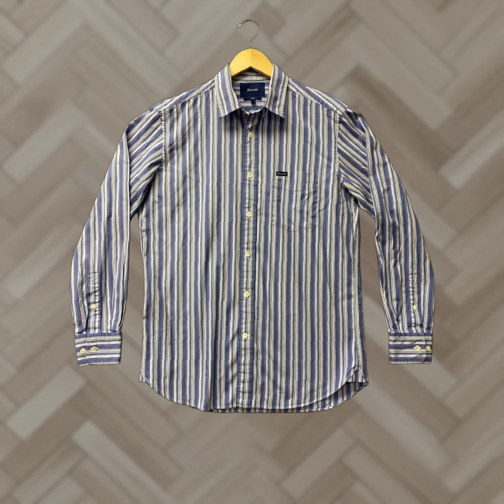 Faconnable VINTAGE Faconnable Button Shirt Men’s M Blue White Striped Long Sleeve Casual /162-7 Size US M / EU 48-50 / 2 - 1 Thumbnail