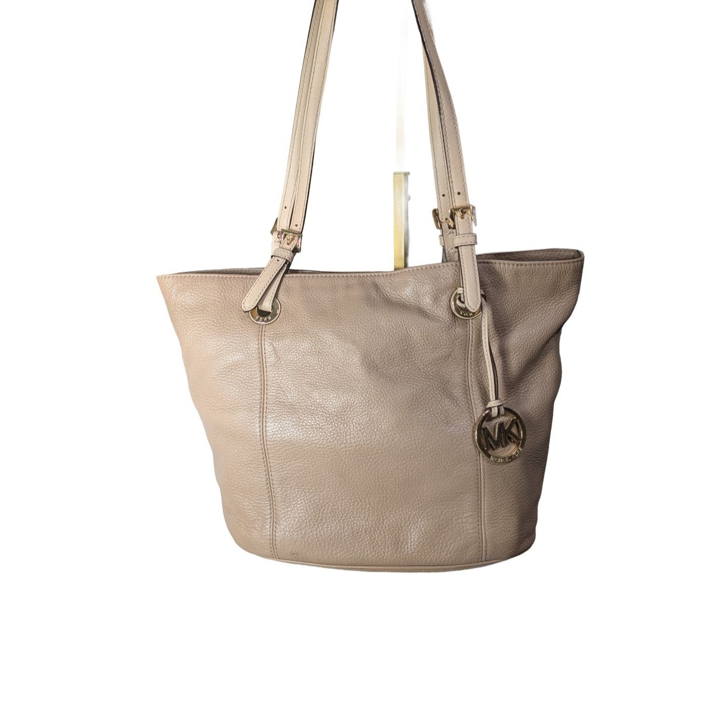 Michael Kors MK Michael Kors Jet Set Pebbled Leather Large Tote- Khaki Size ONE SIZE - 1 Thumbnail