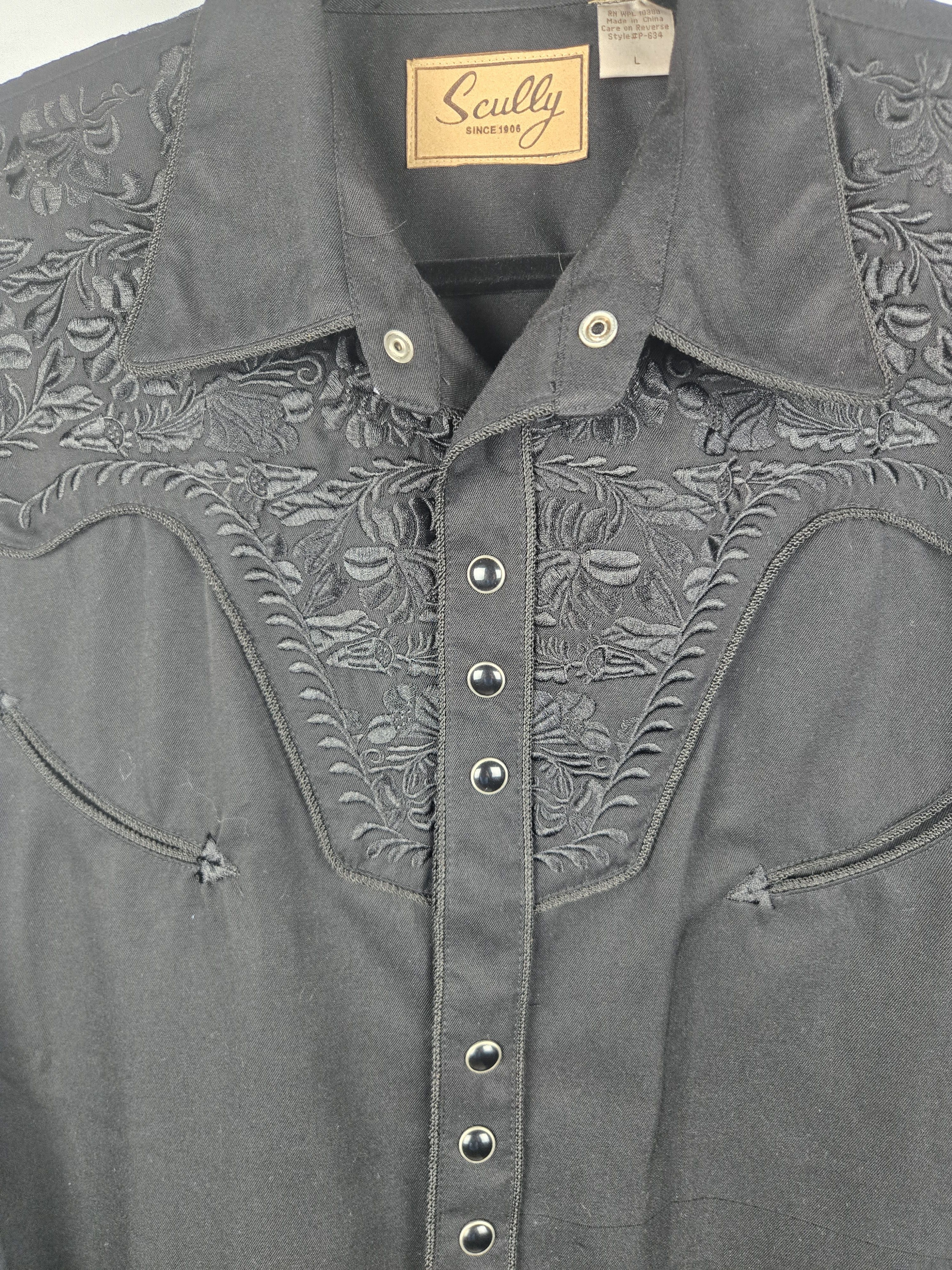 Scully Authentic Western Snap Button Scully Embroidered Black Size US L / EU 52-54 / 3 - 3 Thumbnail