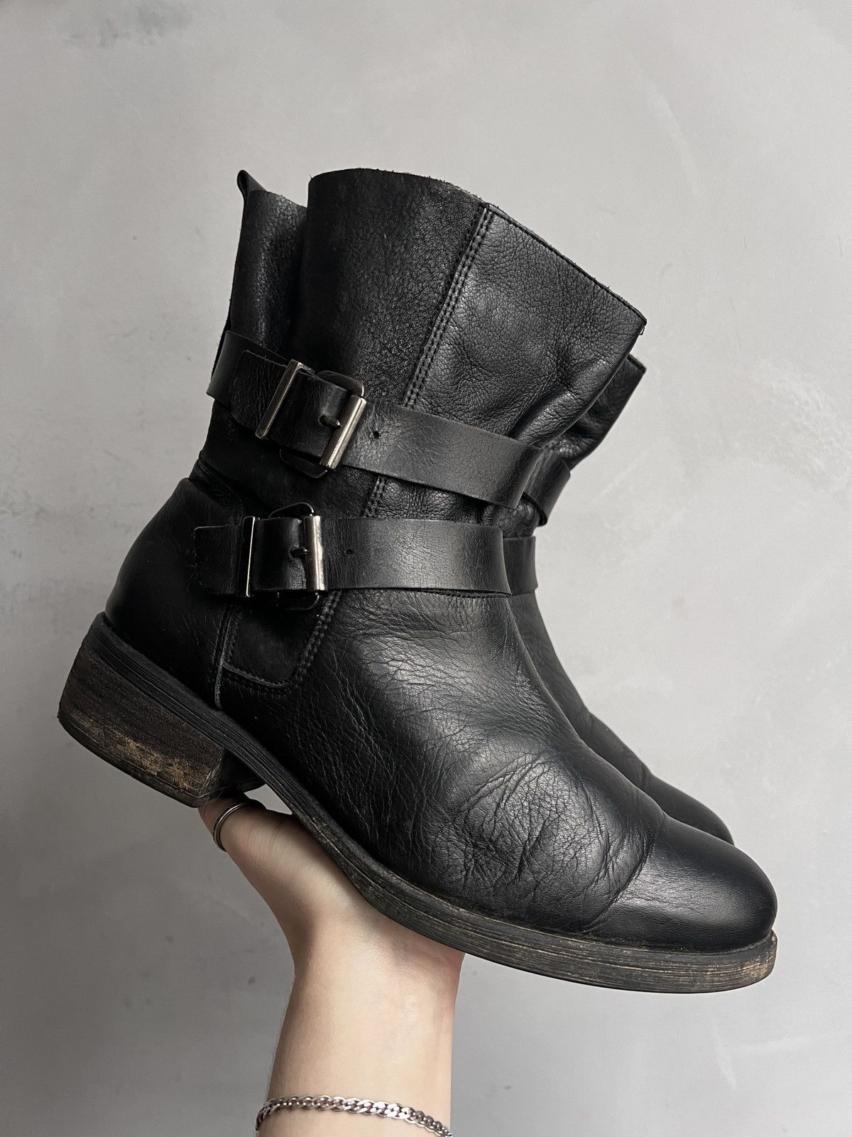 Hedi Slimane Undercover style leather belted avant garde boots hype Size US 7.5 / EU 40-41 - 3 Thumbnail