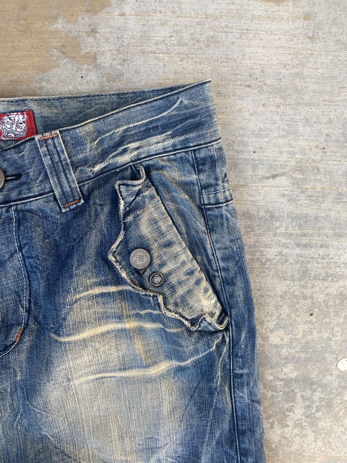 Japanese Brand Mosquito stone wash distressed cargo jeans Size US 32 / EU 48 - 5 Thumbnail