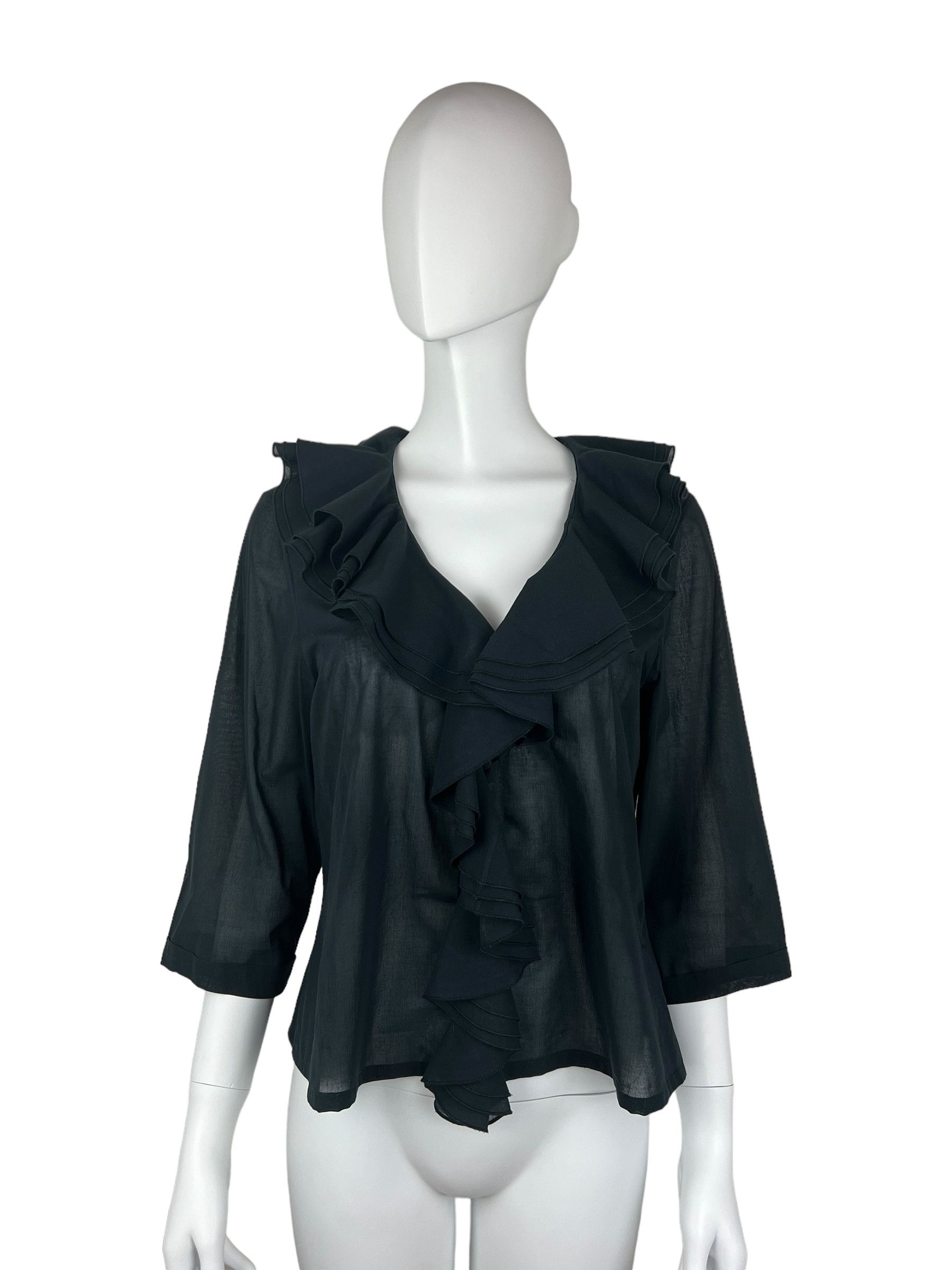 Dior Christian Dior Black Ruffled Shirt. Size L / US 10 / IT 46 - 1 Thumbnail