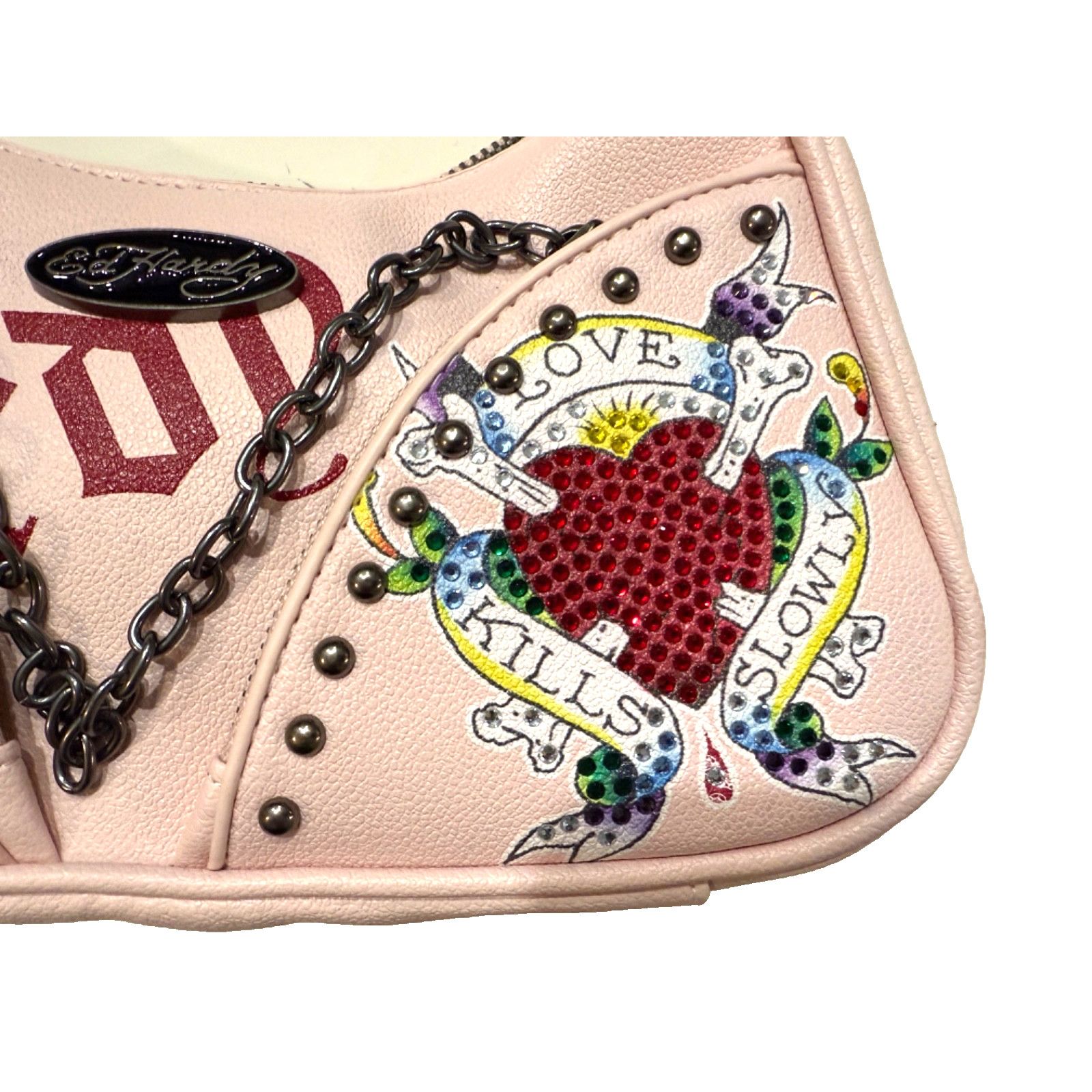 Ed Hardy Ed Hardy Shoulder Bag Womens Pink Love Kills Slowly NWT Size ONE SIZE - 2 Thumbnail