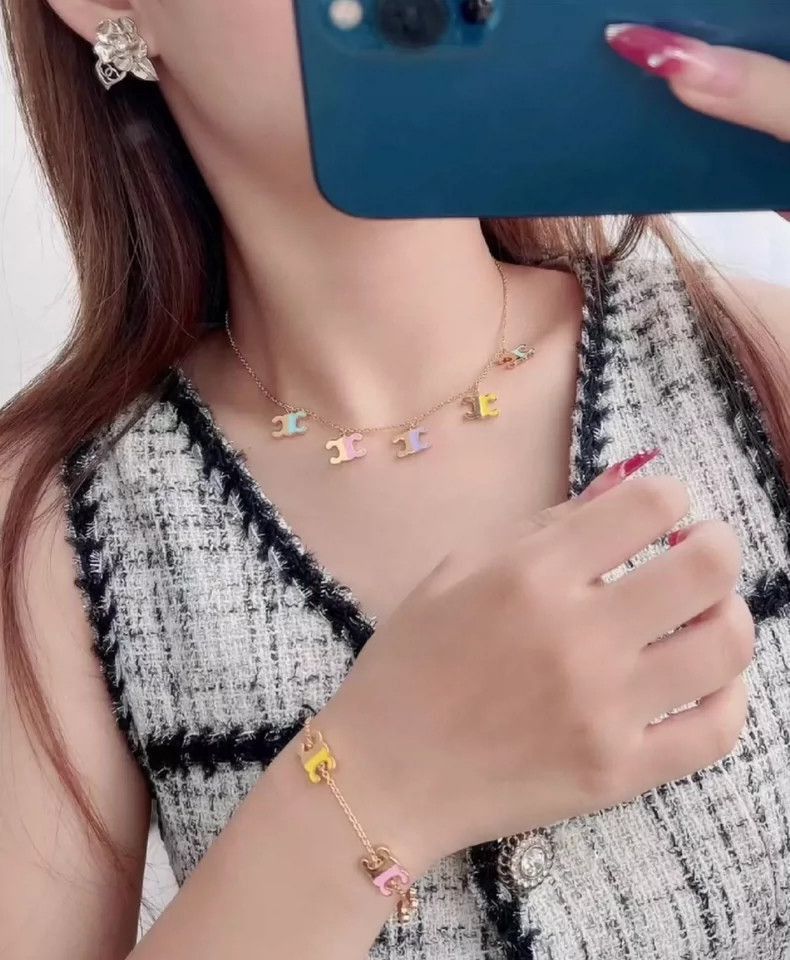 Celine CELINE Colorful Logo Necklace New Condition Size ONE SIZE - 5 Thumbnail