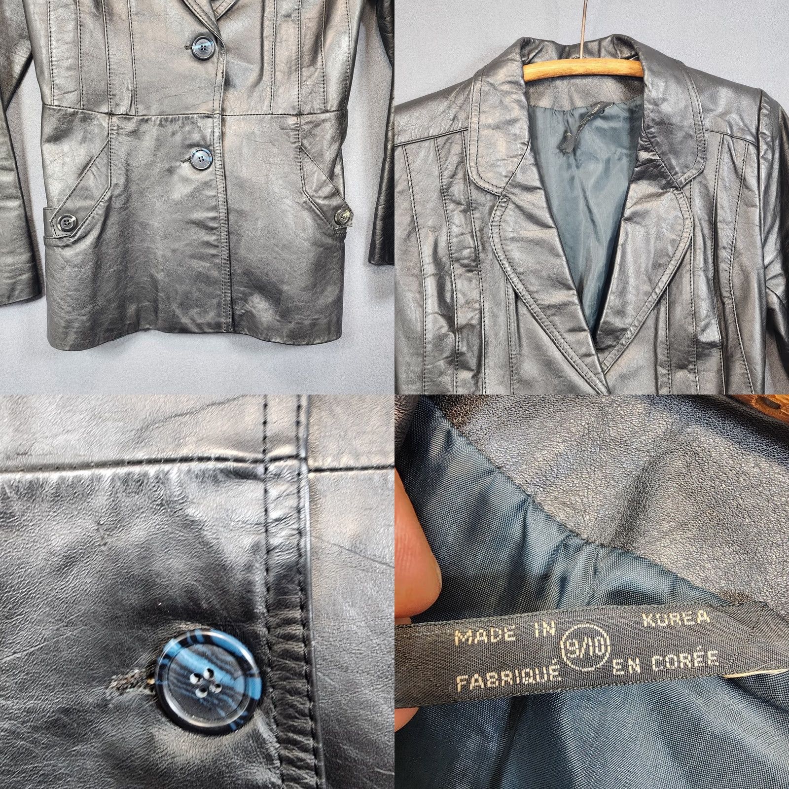 Vintage VINTAGE Opera Leather Jacket Womens 9/10 Black Button Waist Tie Classic Mob Wife Jacket Ladies Mens Womens Size M / US 6-8 / IT 42-44 - 8 Thumbnail