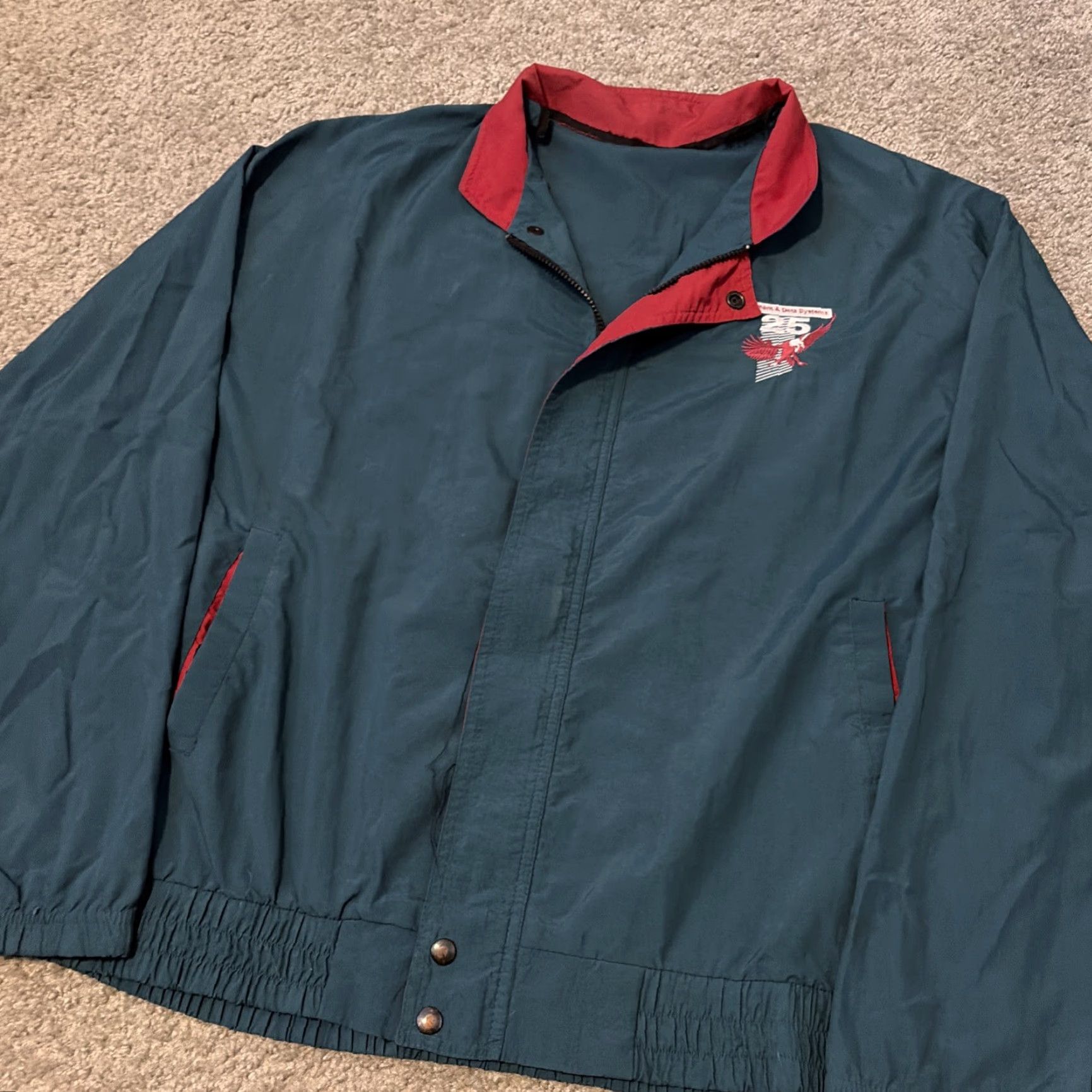 Vintage VINTAGE 90s Turquoise Blue Windbreaker Jacket XL Men Blue Windbreaker Mgt And Data Company Employee Light Jacket Size US XL / EU 56 / 4 - 4 Thumbnail