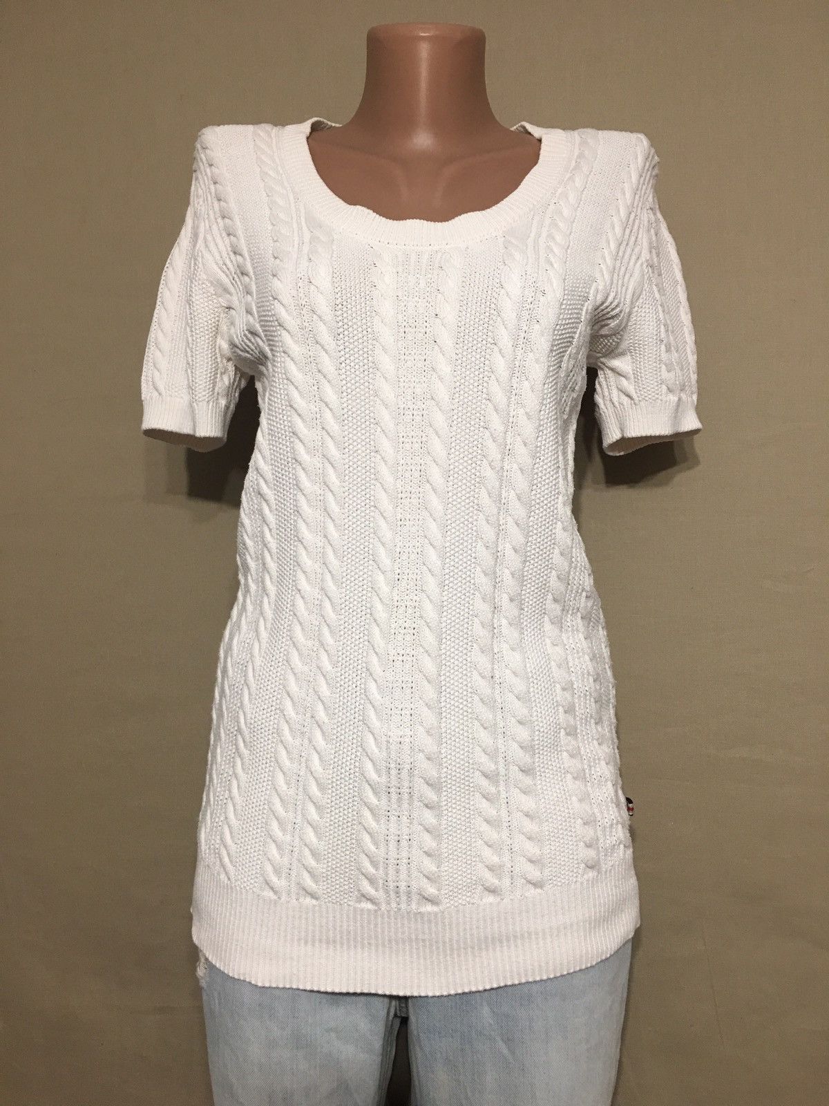 Burberry BURBERRY London Ivory Knit Cotton Shortsleeved Jumper Sz M Size M / US 6-8 / IT 42-44 - 6 Thumbnail
