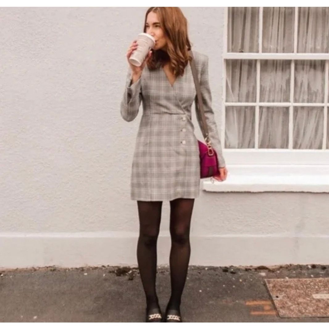 Zara ZARA BLOGGER FAVORITE PLAID BLAZER DRESS Size M / US 6-8 / IT 42-44 - 10 Thumbnail