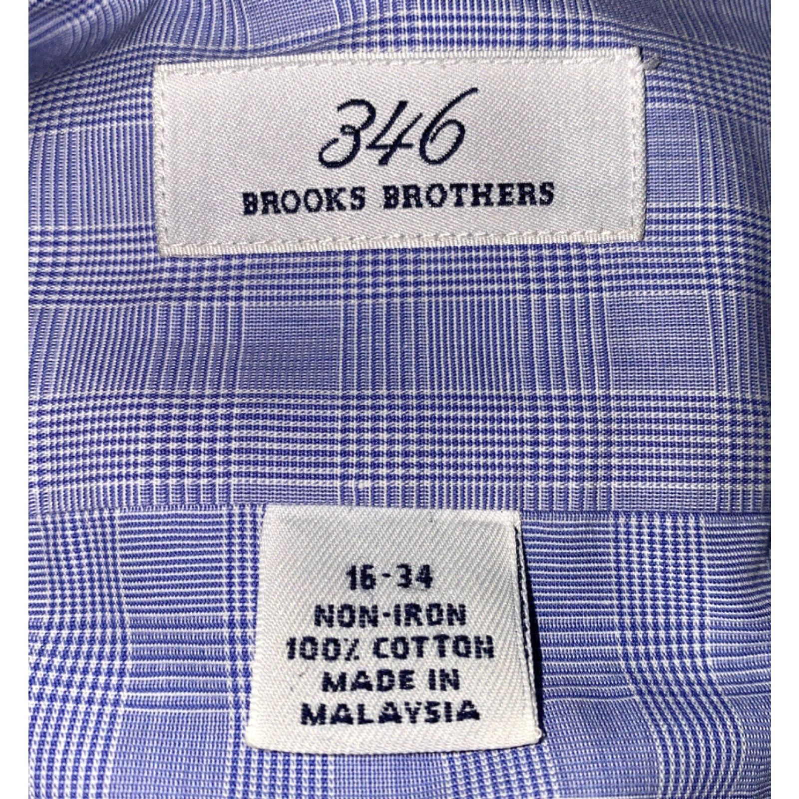 Brooks Brothers Brooks Brothers 346 Mens Blue Non Iron Long Sleeve Dress Shirt Size 16 Checks 100% Cotton Regular Size 42R - 6 Thumbnail