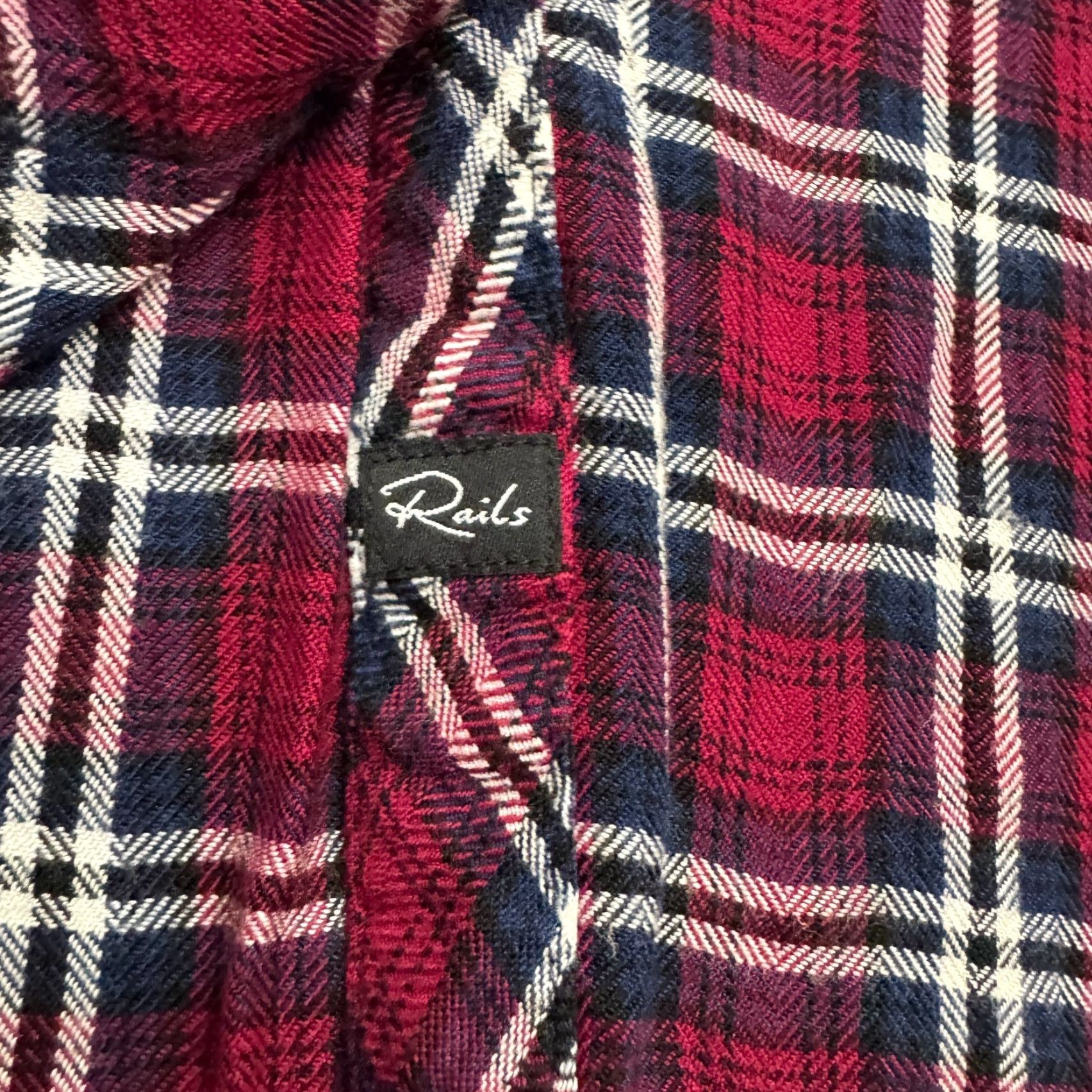 Rails Rails Button-Up Shirt Womens Medium Red Blue Plaid Rayon Long Sleeve Top Size M / US 6-8 / IT 42-44 - 6 Thumbnail