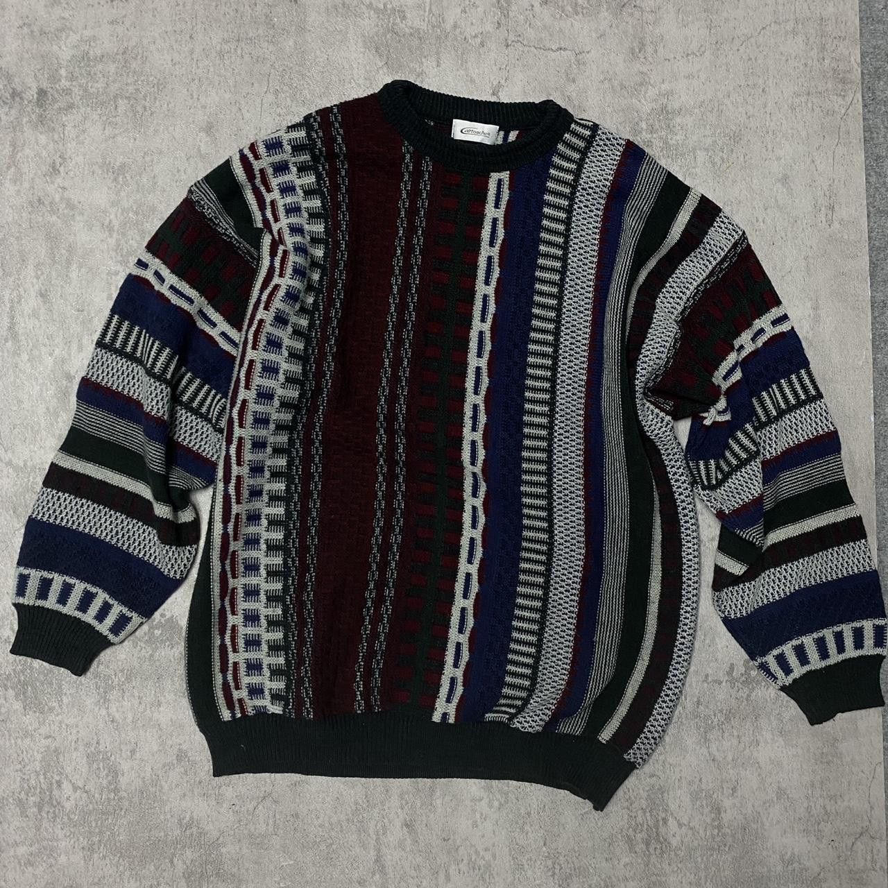 Other 80s vintage striped knit sweater in black and multi-colour Size US L / EU 52-54 / 3 - 1 Thumbnail