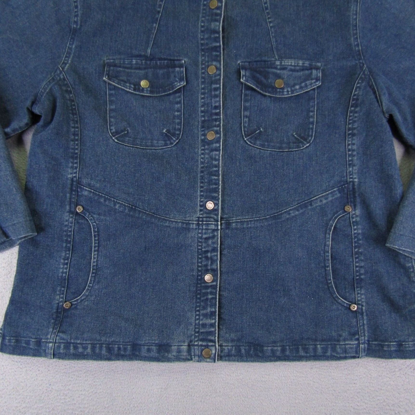 Vintage Woolrich Bomber Jacket Womens Large Blue Denim Cotton Blend Shoulder Pads Outdoor Coat Size 36" / US 14 / IT 50 - 3 Thumbnail