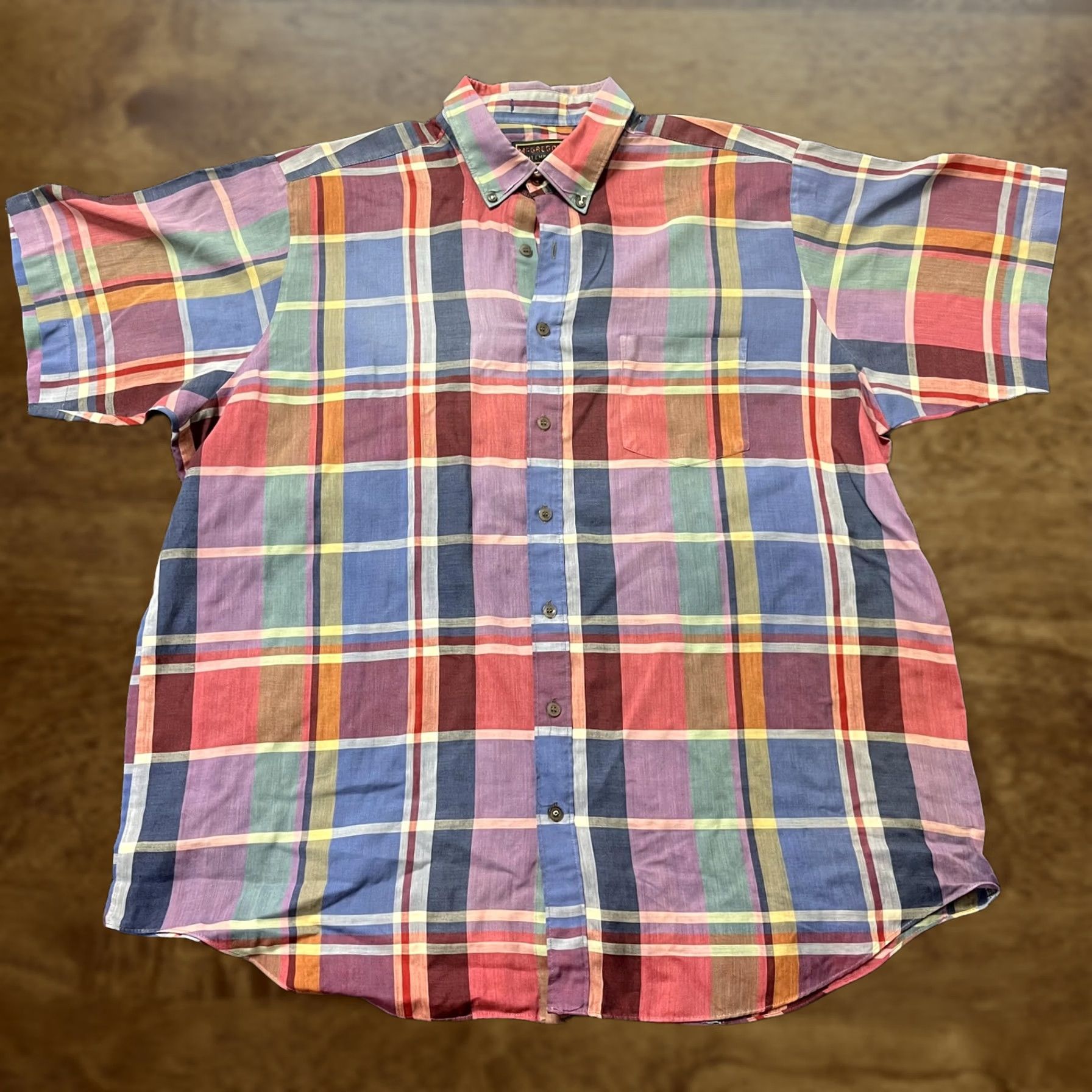 McGregor McGregor Contemporary Shirt Mens XL Multicolor Plaid Short Sleeve Button-Up Size US XL / EU 56 / 4 - 1 Thumbnail