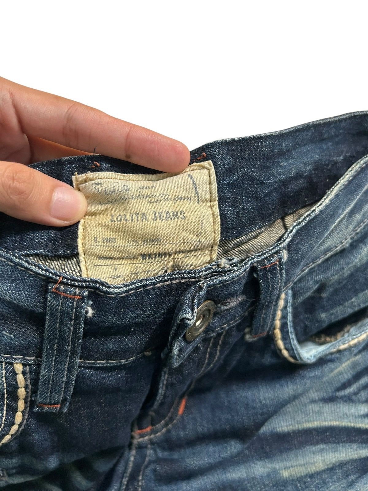 If Six Was Nine Yoshimoto Nara Lolita Japanese Punk Rusty Faded Denim Jeans☠️ Size US 30 / EU 46 - 10 Thumbnail