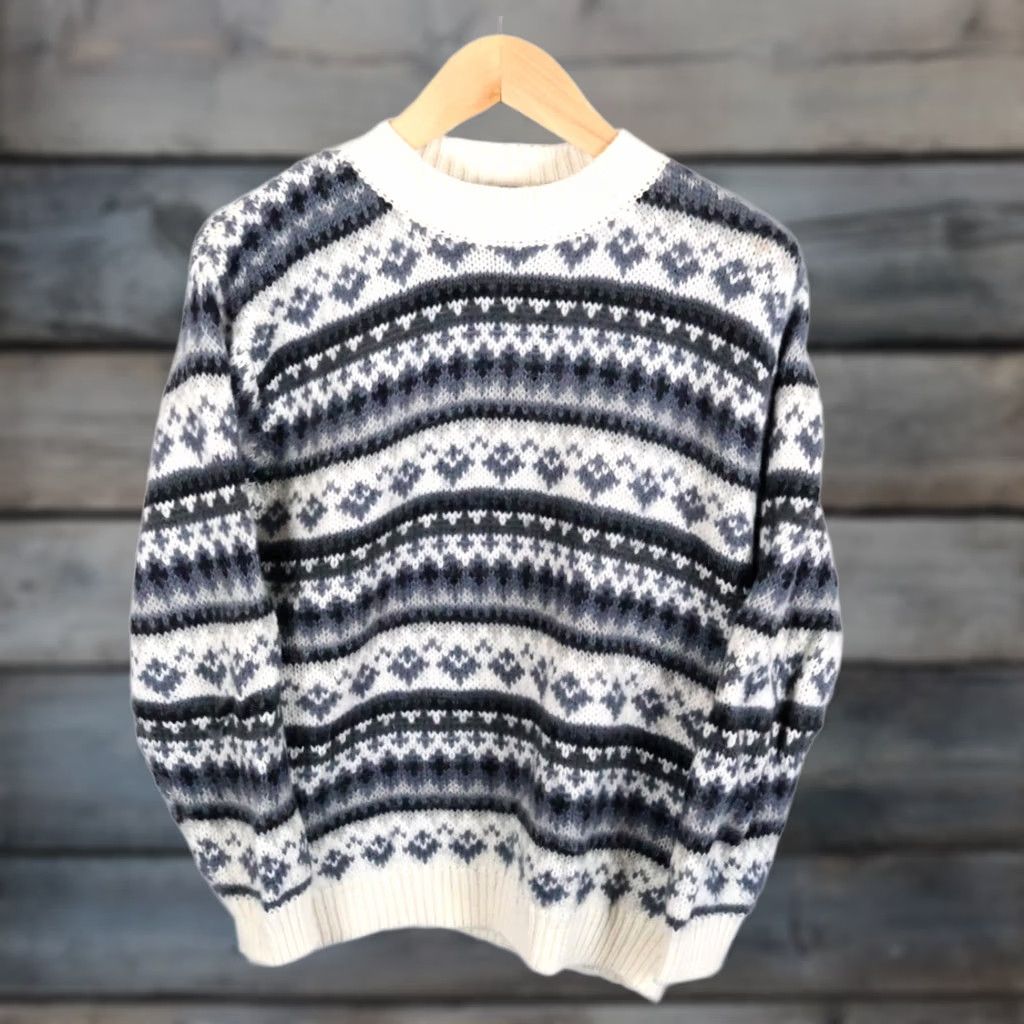 Vintage VINTAGE Le Moda Mohair Wool Blend Sweater Women's XL Ivory Fair Isle Chunky-Knit Pullover Crew Neck Long Sleeve Casual Retro 90s Womens Size XL / US 12-14 / IT 48-50 - 1 Thumbnail