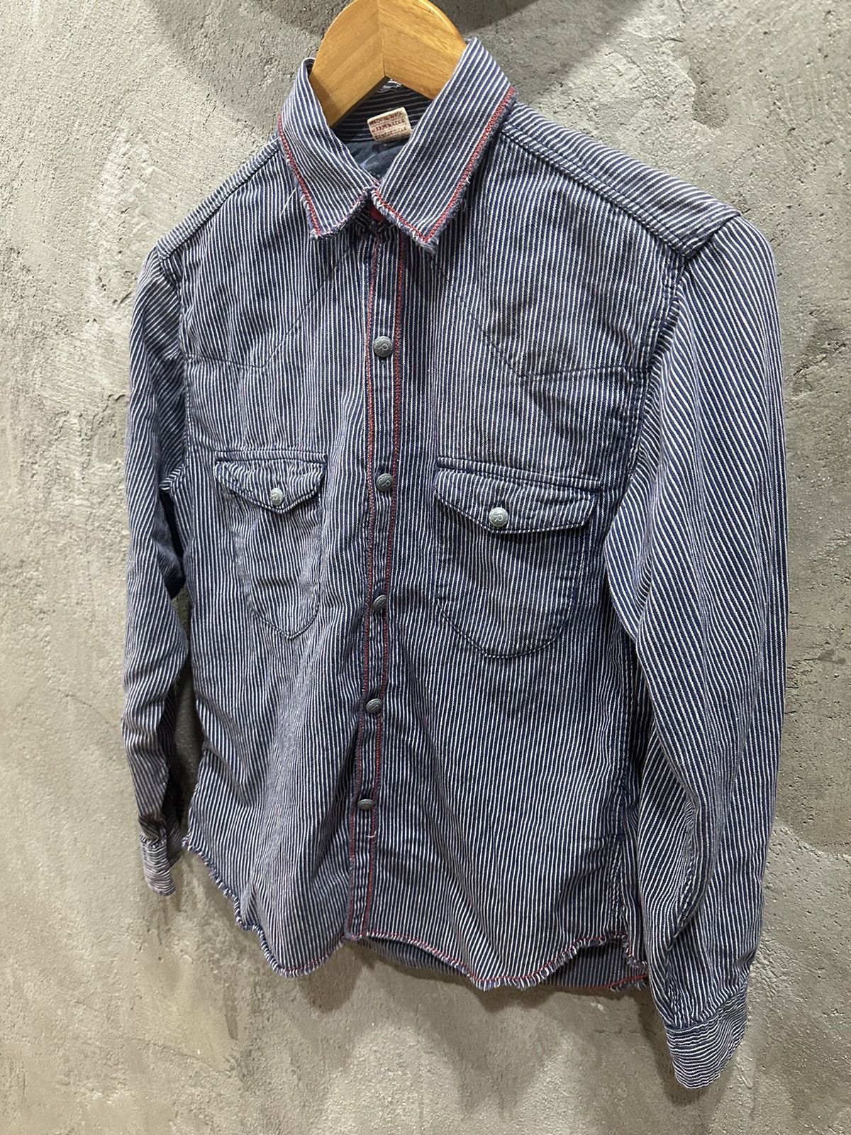 45rpm 45Rpm Metal Button Logo Hickory Stripes Shirt Fit XS Size US XS / EU 42 / 0 - 3 Thumbnail