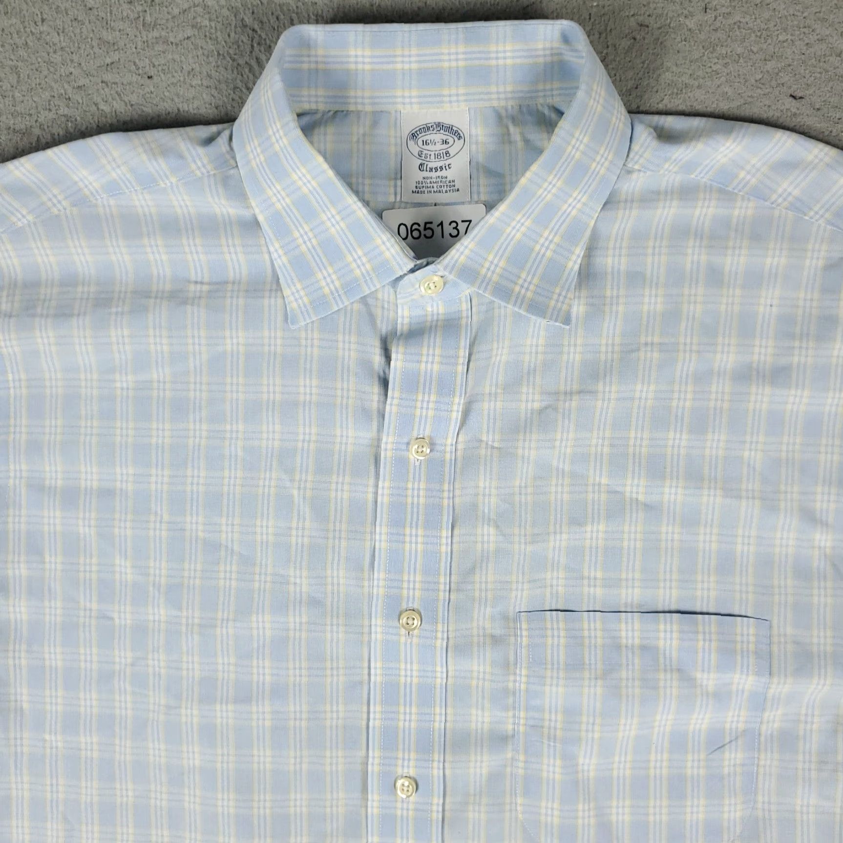 Brooks Brothers Brooks Brothers Shirt Mens 16.5 Blue Plaid Dress Button Up Long Sleeve Size 42R - 2 Thumbnail