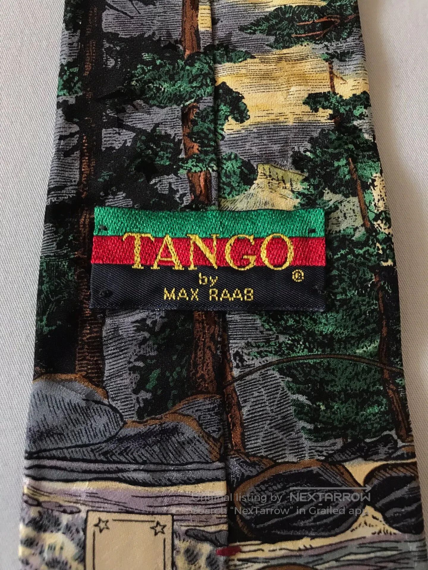 Vintage Vintage Oil Painting Fishing Tango Tie. Size ONE SIZE - 7 Thumbnail