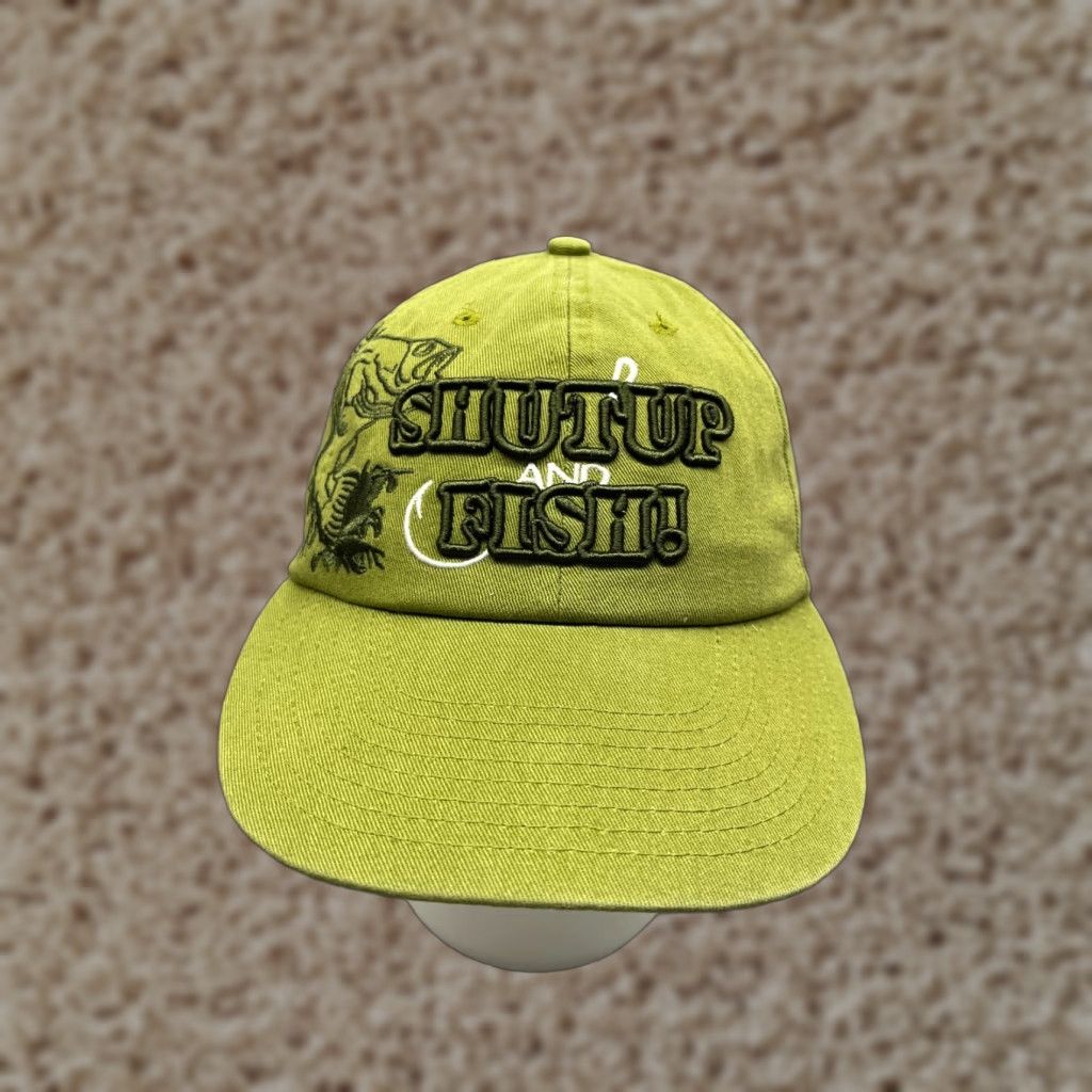 Vintage BK Shut Up & Fish! Hat Cap Strap Back Adult One Size Green Cotton Twill Baseball Cap Beach Camp Fish Hiking Accessories Mens Size ONE SIZE - 1 Thumbnail