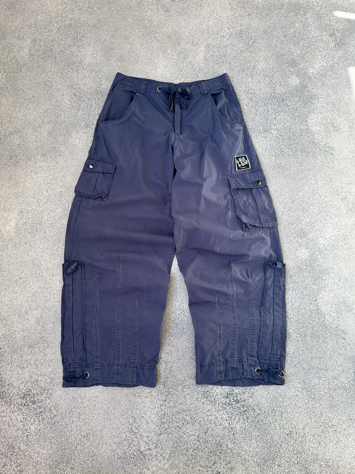 image of Vintage Italian Hip-Hop Baggy Nylon Rap Pants in Blue, Men's (Size 31)