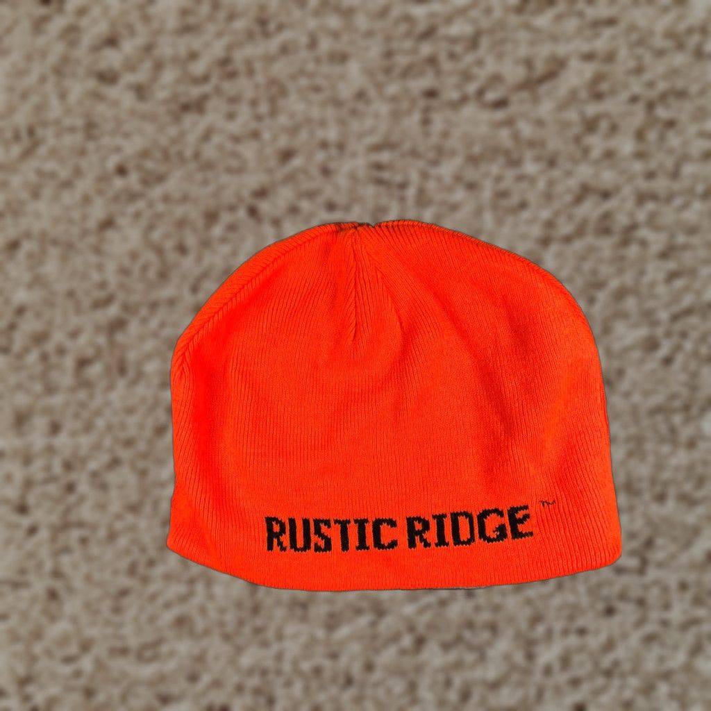 Vintage Rustic Ridge Beanie Toque Men One Size Orange Camo Knit 100% Acrylic Fish Camp Size ONE SIZE - 1 Thumbnail