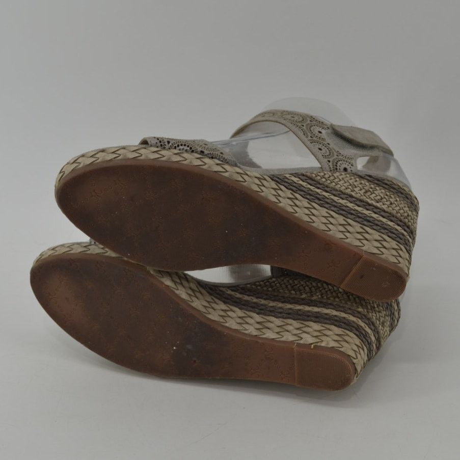 Johnston & Murphy Johnston & Murphy Wedge Sandals Gray Cutout Espadrille 7.5 Size US 7.5 / IT 37.5 - 9 Thumbnail