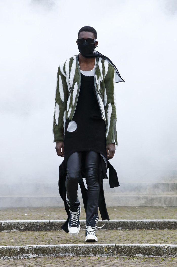 image of Rick Owens Super F/w 21 Geth Runway Jacket in Green/White, Men's (Size Medium)