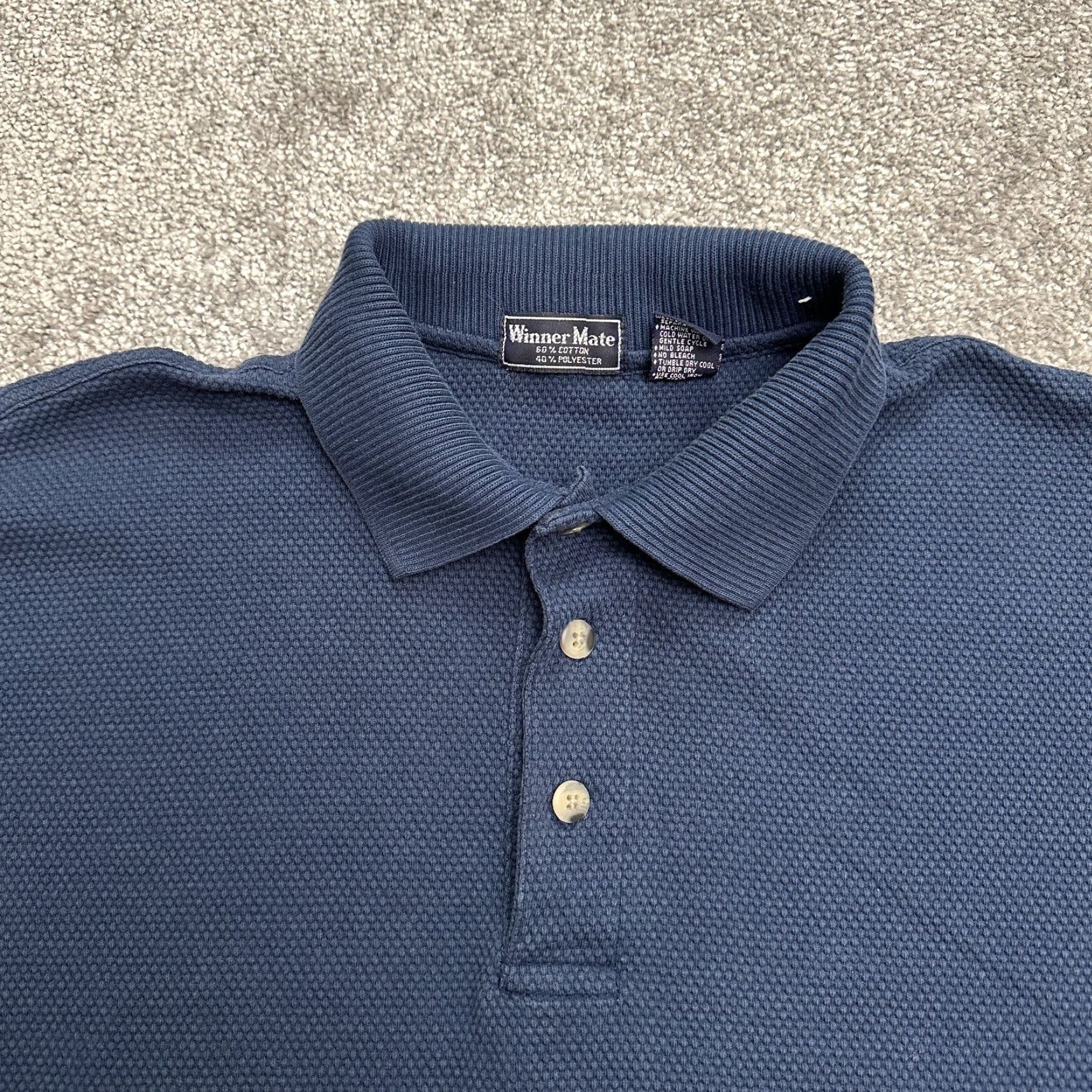Vintage Winner Mate Polo Shirt Mens Large Blue Short Sleeve Cotton Blend Casual Golf Activewear Size US L / EU 52-54 / 3 - 3 Thumbnail