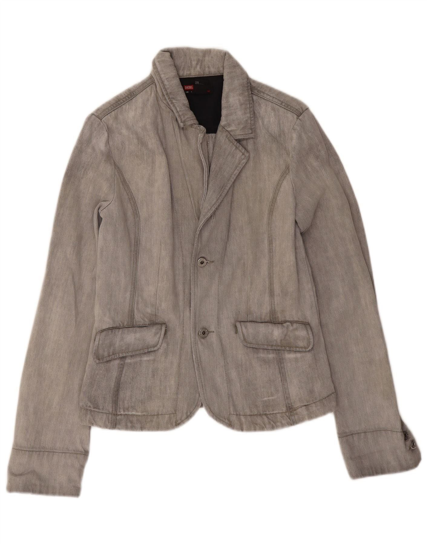 Diesel Womens 2 Button Blazer Jacket UK 14 Large Grey Cotton Size XS / US 0-2 / IT 36-38 - 1 Thumbnail