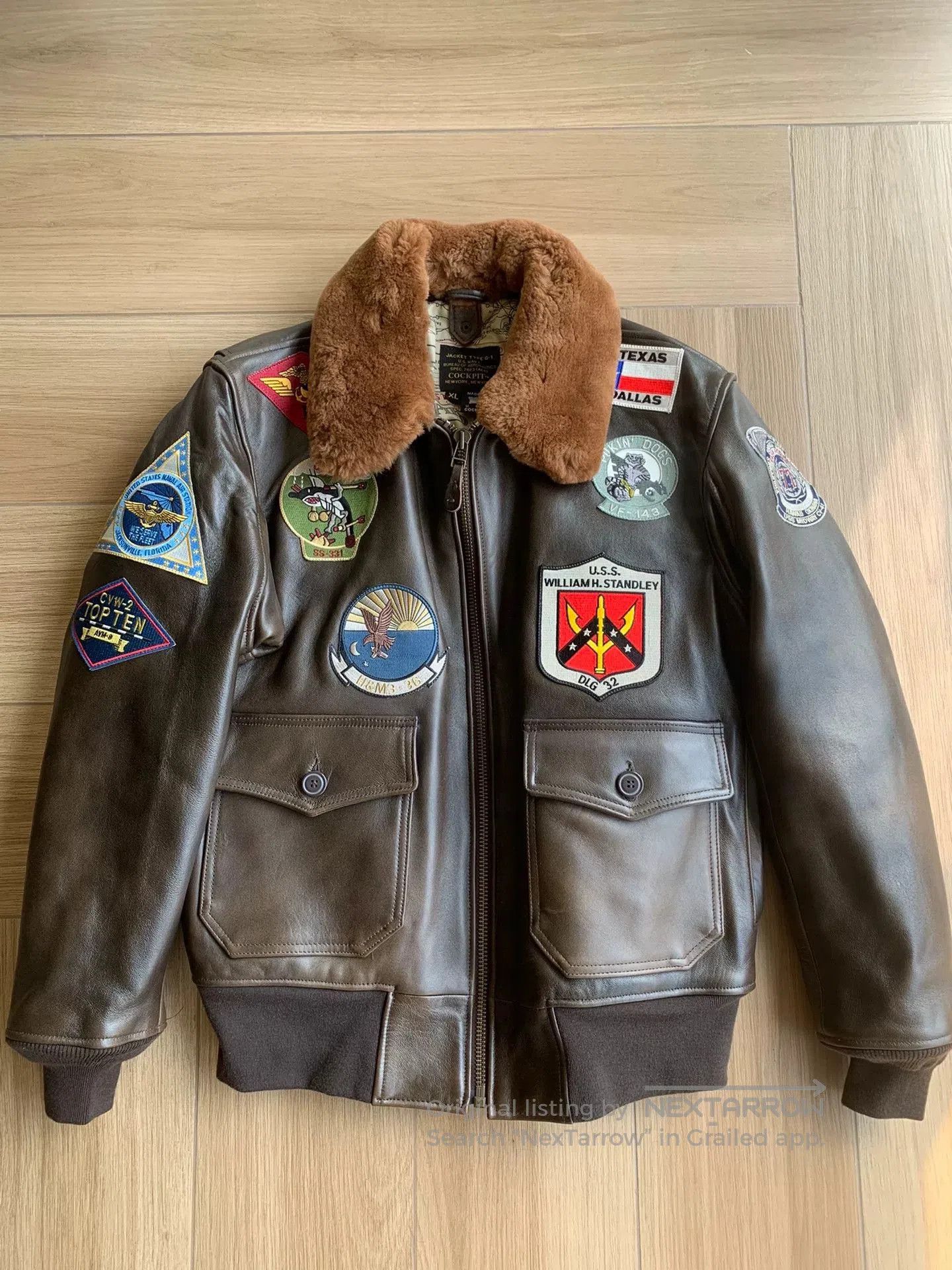 Cockpit USA Cockpit USA G1 Vintage Shearling Flight Jacket. Size US XL / EU 56 / 4 - 1 Thumbnail