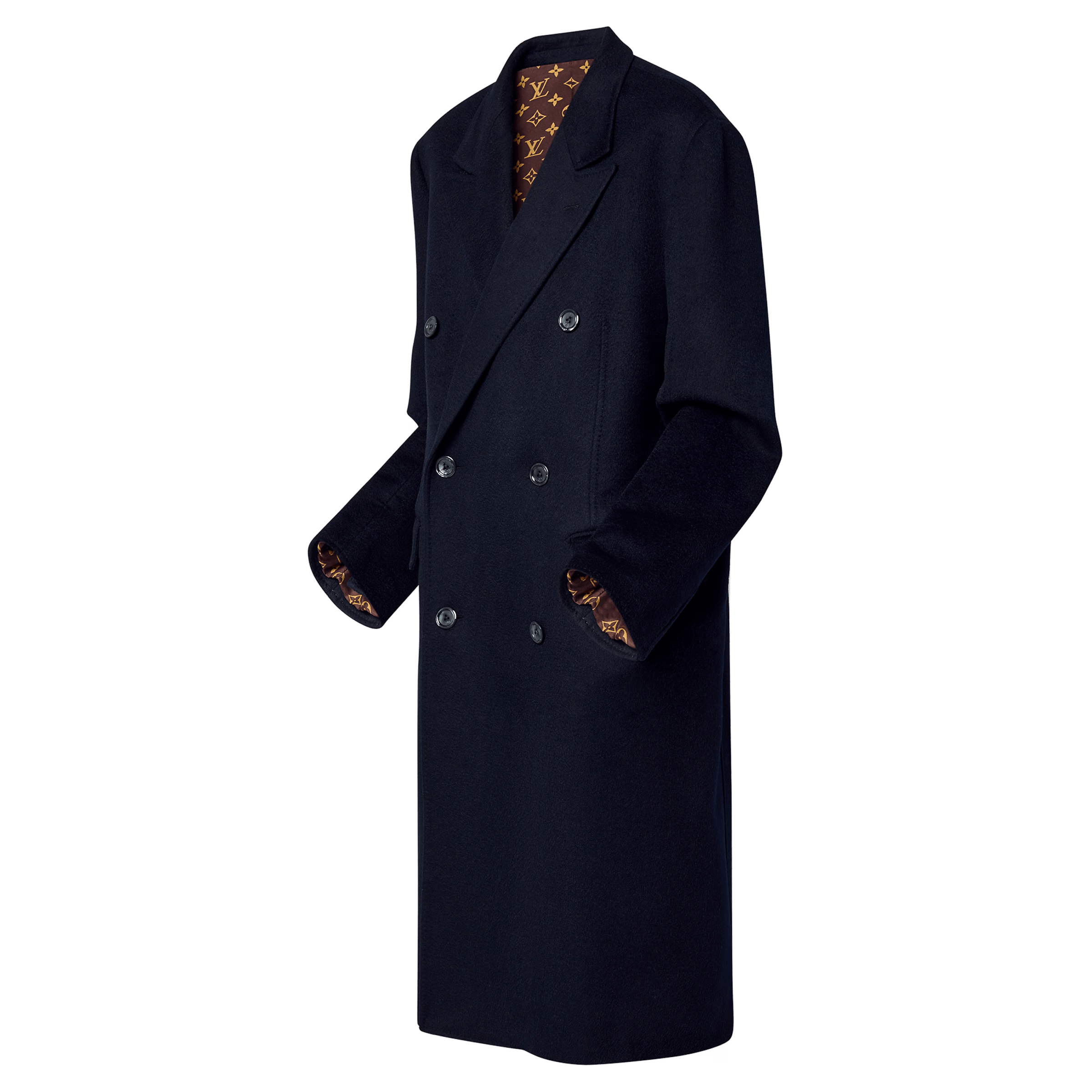 Louis Vuitton o1flszh0925 Double-Breasted Cashmere Coat in Blue/Camel Size S / US 4 / IT 40 - 2 Thumbnail