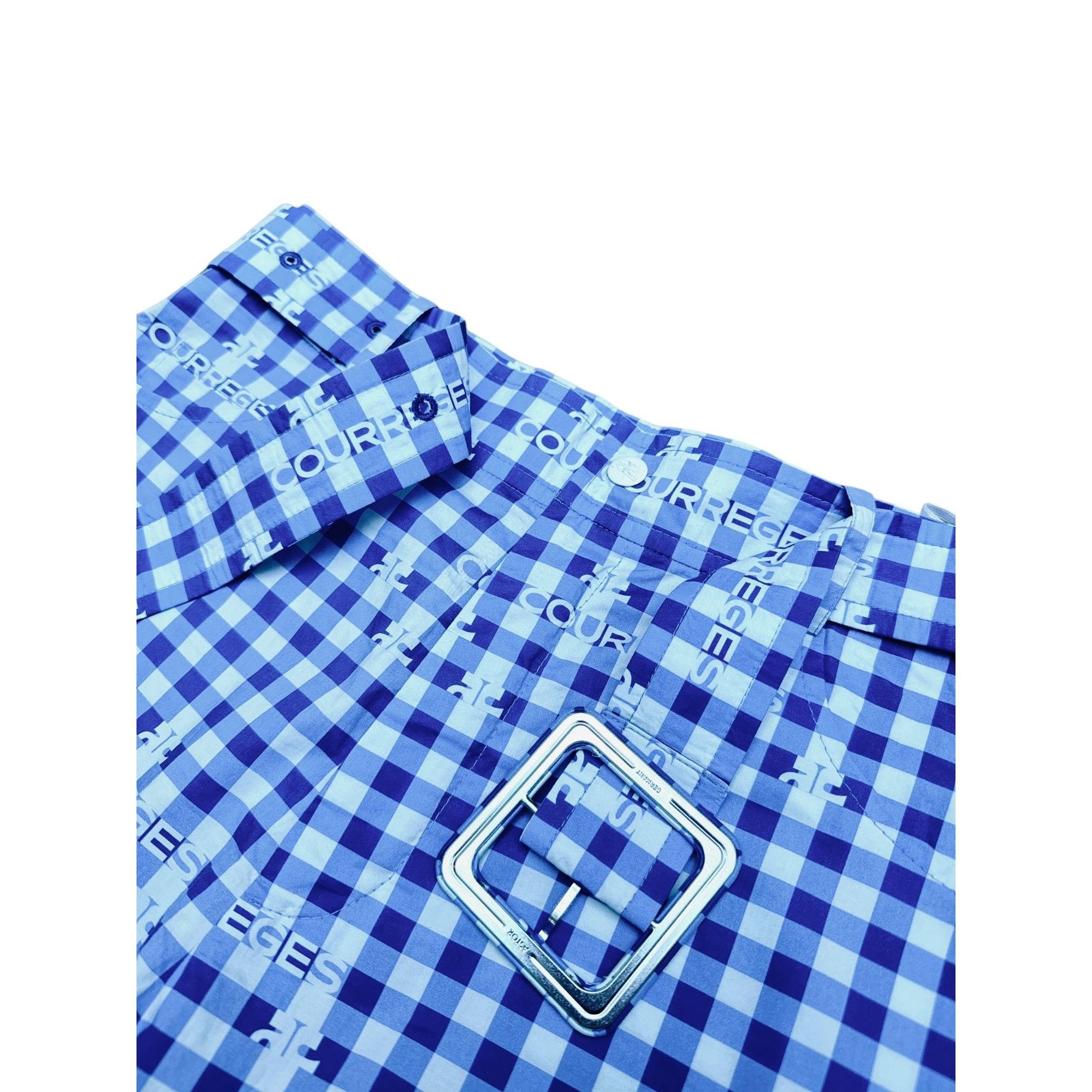 Courreges Blue Checkered Wide Pants Size 30" / US 8 / IT 44 - 4 Thumbnail