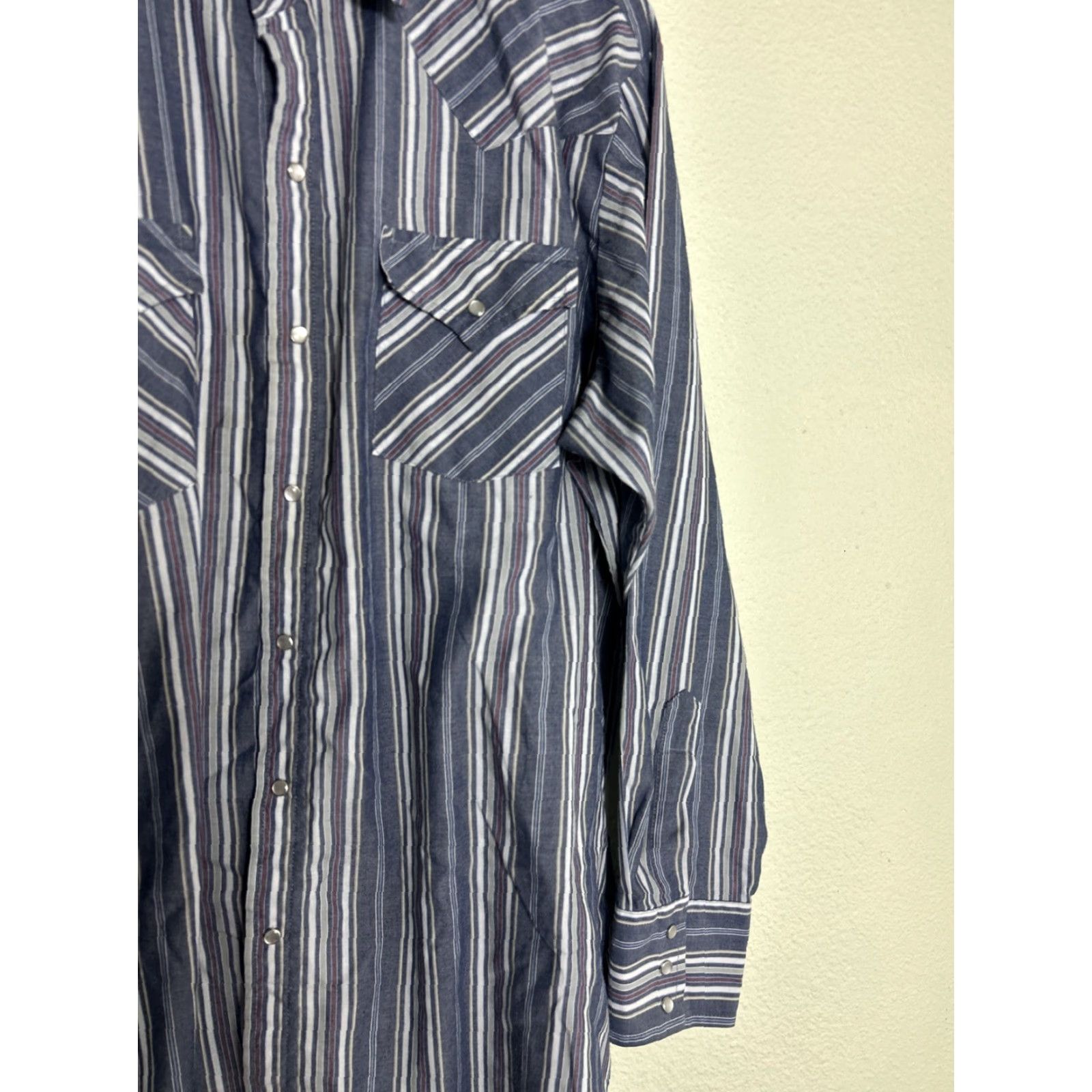 Vintage VINTAGE Ely Cattleman Shirt Long Sleeve Blue Stripe XL Cotton Pearl Snap Mens Size US XL / EU 56 / 4 - 4 Thumbnail