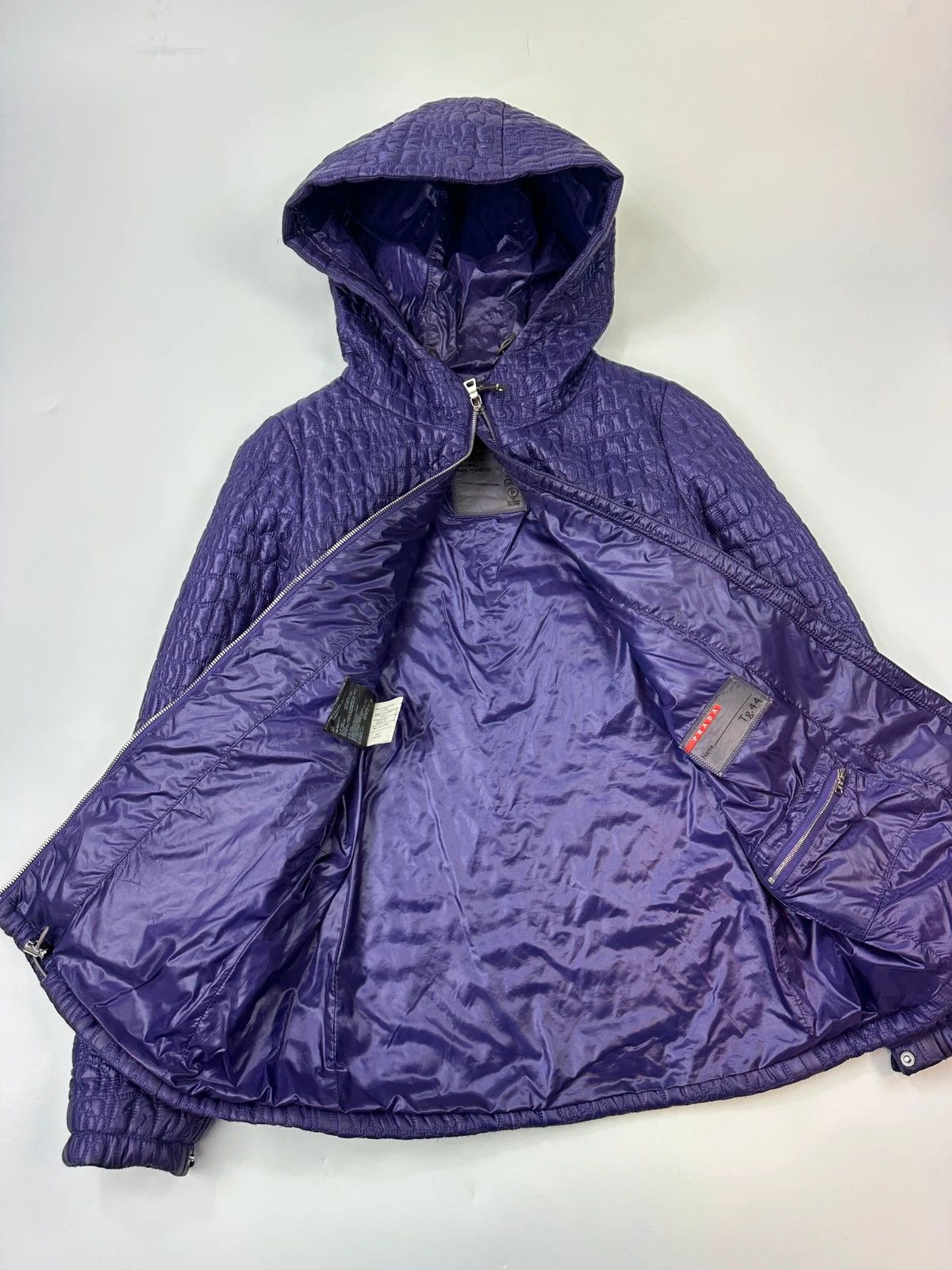 Prada Prada Sport FW2008 Purple Quilted Nylon Hooded Jacket Size L / US 10 / IT 46 - 8 Thumbnail