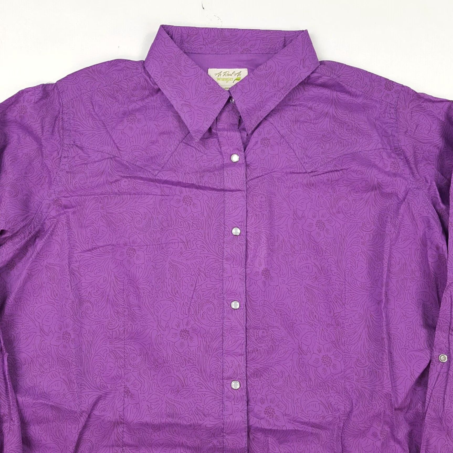 Wrangler Wrangler Purple Pearl Snap Women's Size XL Western Button Up Collar Shirt Top Size XL / US 12-14 / IT 48-50 - 2 Thumbnail