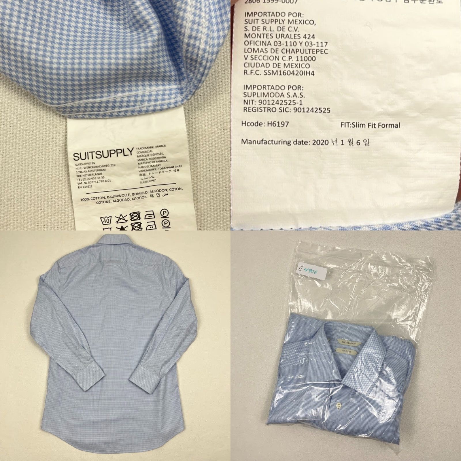 Suitsupply Suitsupply Traveller Shirt Mens 39 / 15.5 Slim White Blue Houndstooth Button Up Size US L / EU 52-54 / 3 - 8 Thumbnail