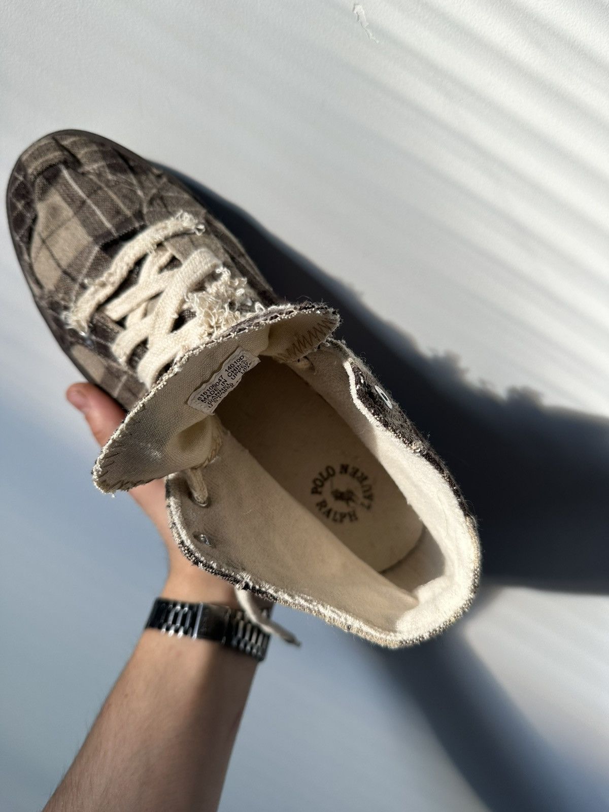 RRL Ralph Lauren Polo Ralph Lauren Brown Tan Flannel Plaid Tennis Shoes Size US 9.5 / EU 42-43 - 17 Thumbnail