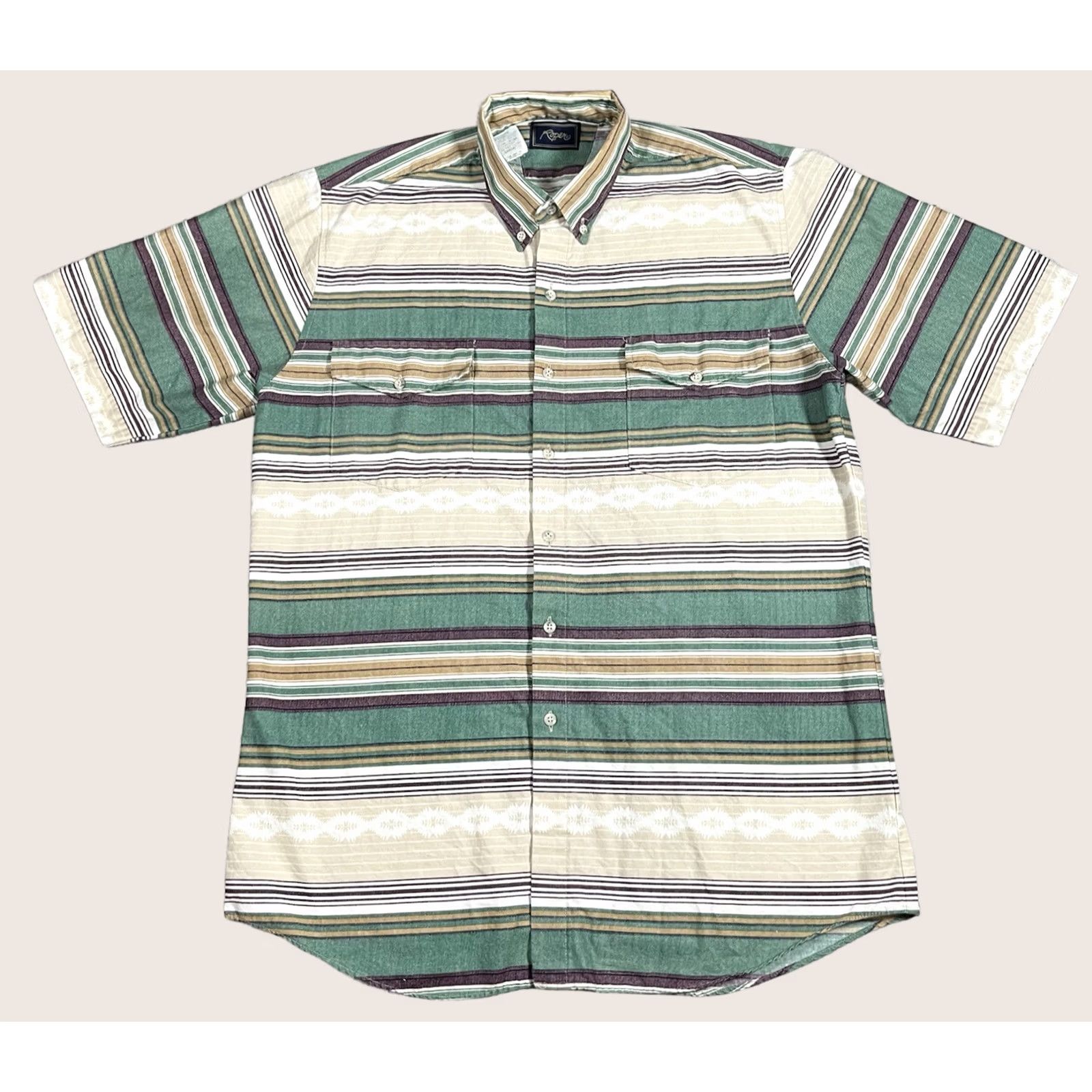 Roper Vintage Roper Shirt Mens L Western Aztec Stripe Cowboy Short Sleeve Button Down Size US L / EU 52-54 / 3 - 1 Thumbnail