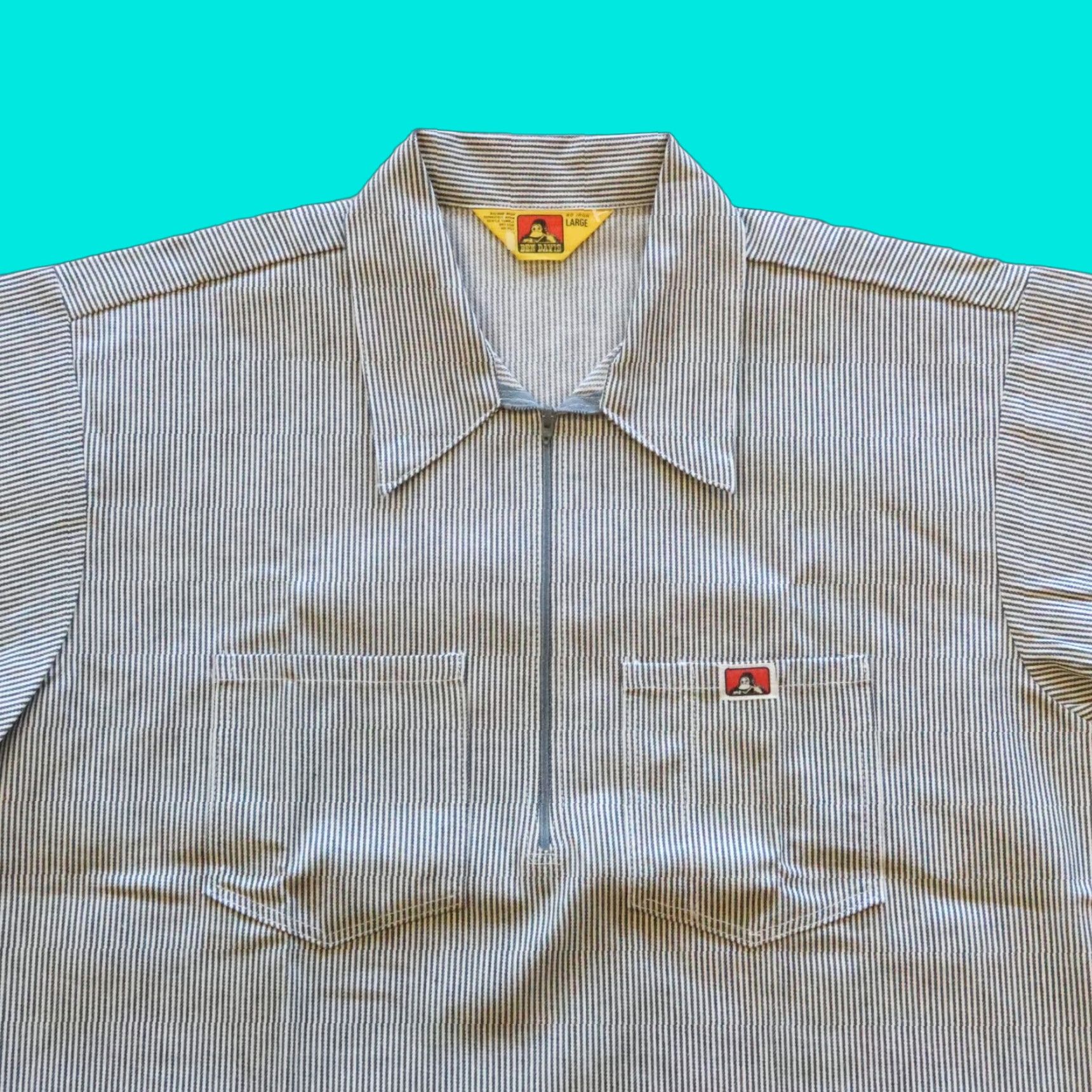 Ben Davis VINTAGE Ben Davis Work Shirt Union Made in USA Yellow Tag L Blue Ben Davis Shirt Mens 80s style? Size US L / EU 52-54 / 3 - 1 Thumbnail
