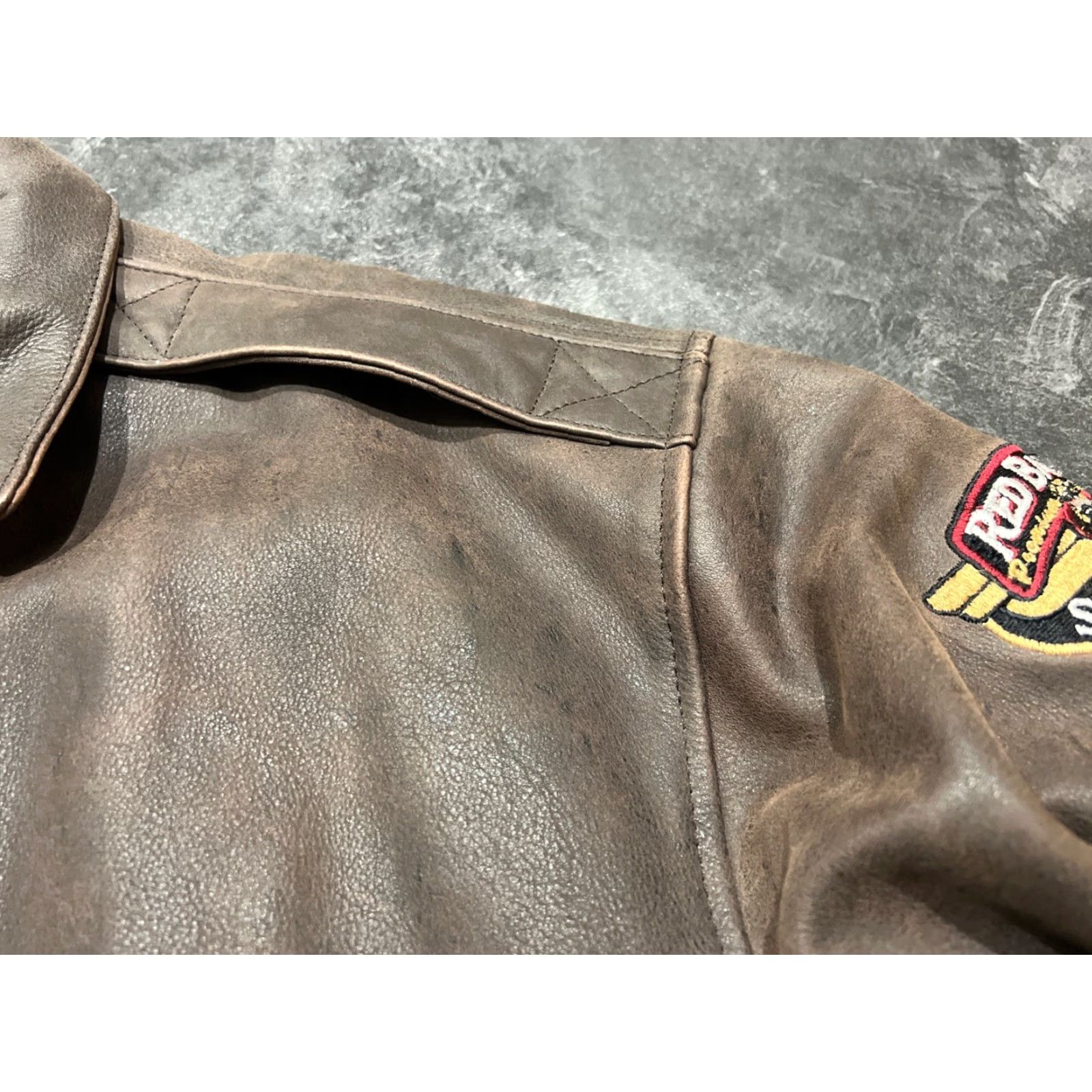 Vintage VINTAGE Flight Saxon Leather Red Baron Stearman Squadron Bomber Jacket Adult 2XL Red Mens Size US XXL / EU 58 / 5 - 7 Thumbnail