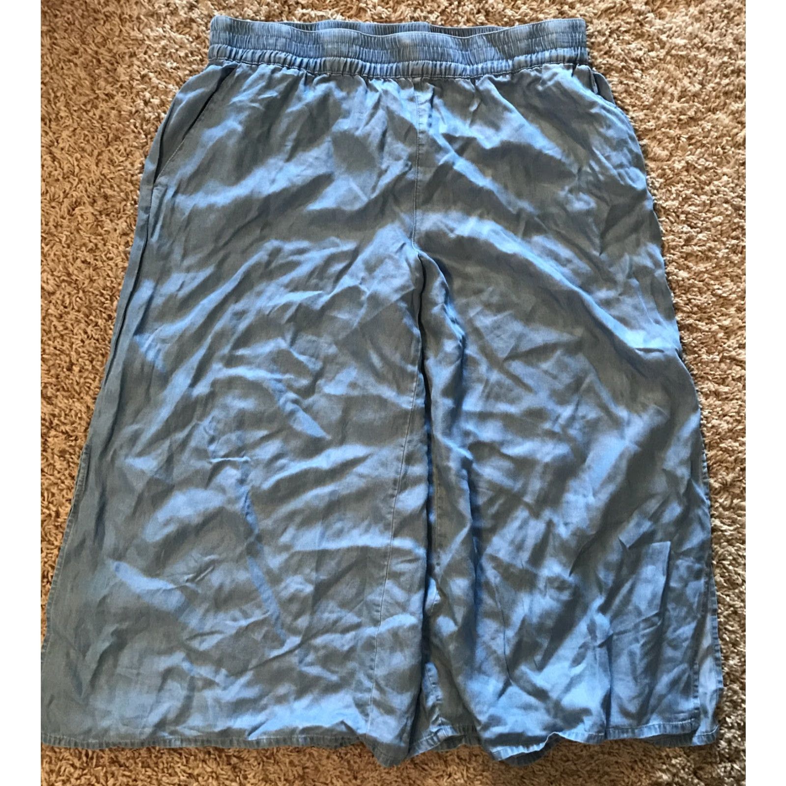 Vintage VINTAGE Linea Donna Blue Wide-Leg Pants NWT Large Elastic Waist Pockets Lyocell Casual Womens L Size 24" / US 00 / IT 34 - 2 Thumbnail