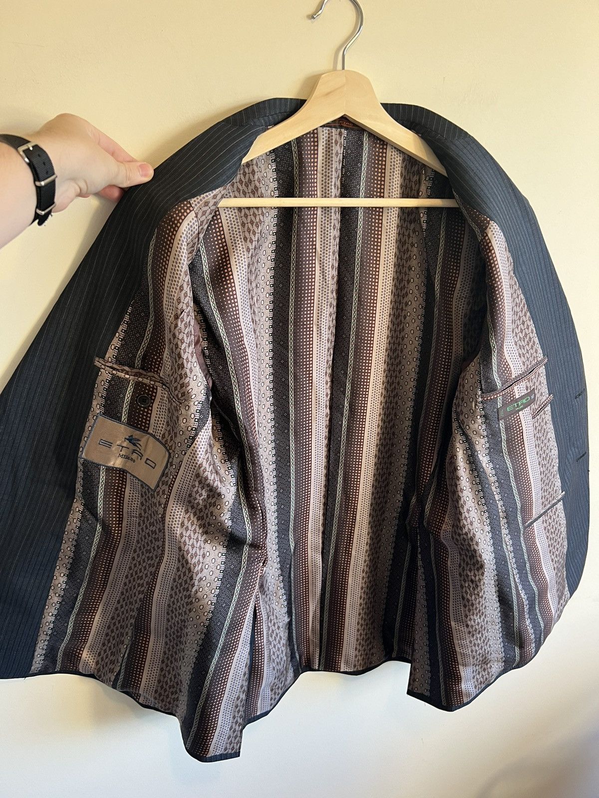 Etro ETRO 2 PIECE striped suit 52 size silk Italy Size 52R - 17 Thumbnail