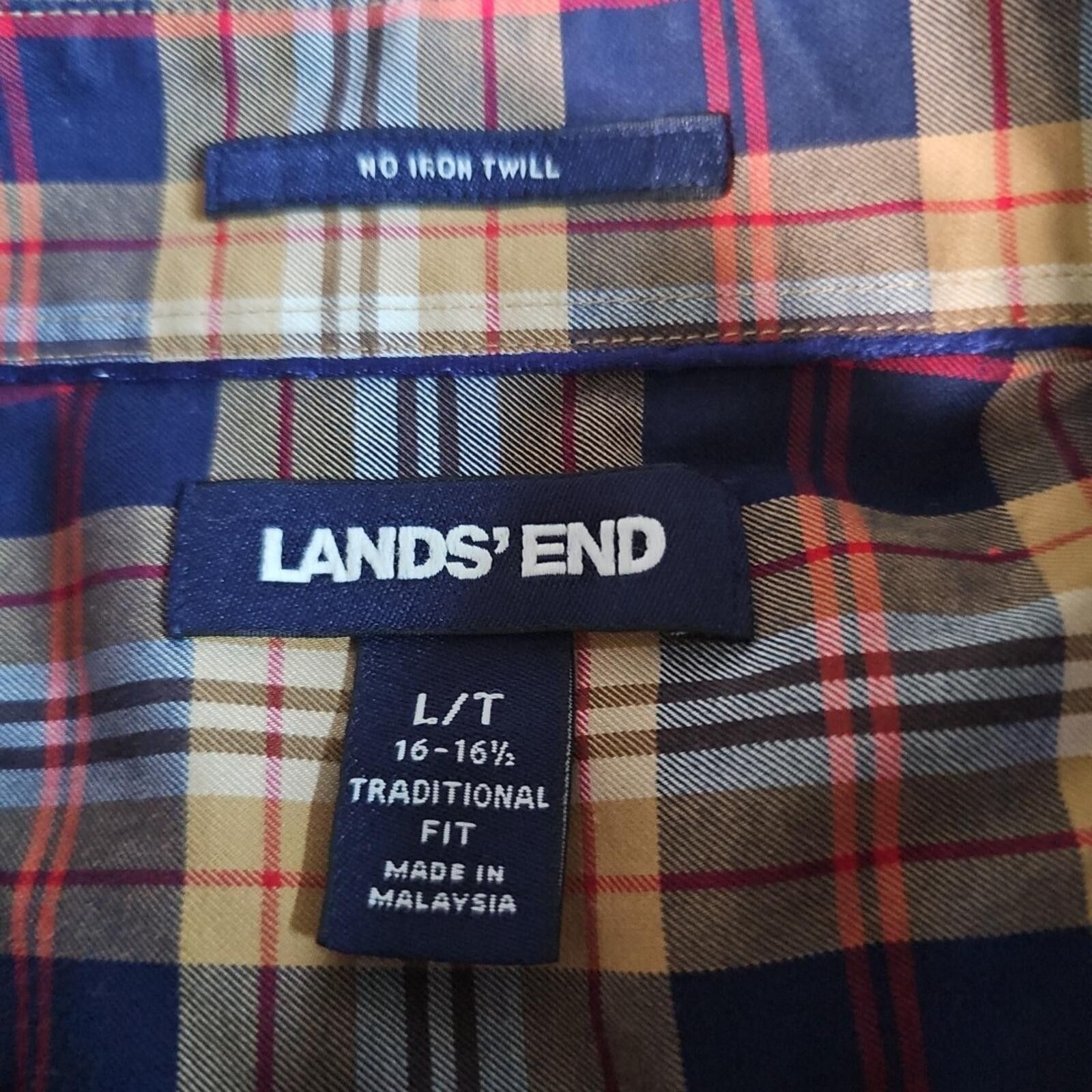 Lands' End Lands End No Iron Twill 16-16½ Traditional Fit Button Up LT Size US L / EU 52-54 / 3 - 5 Thumbnail