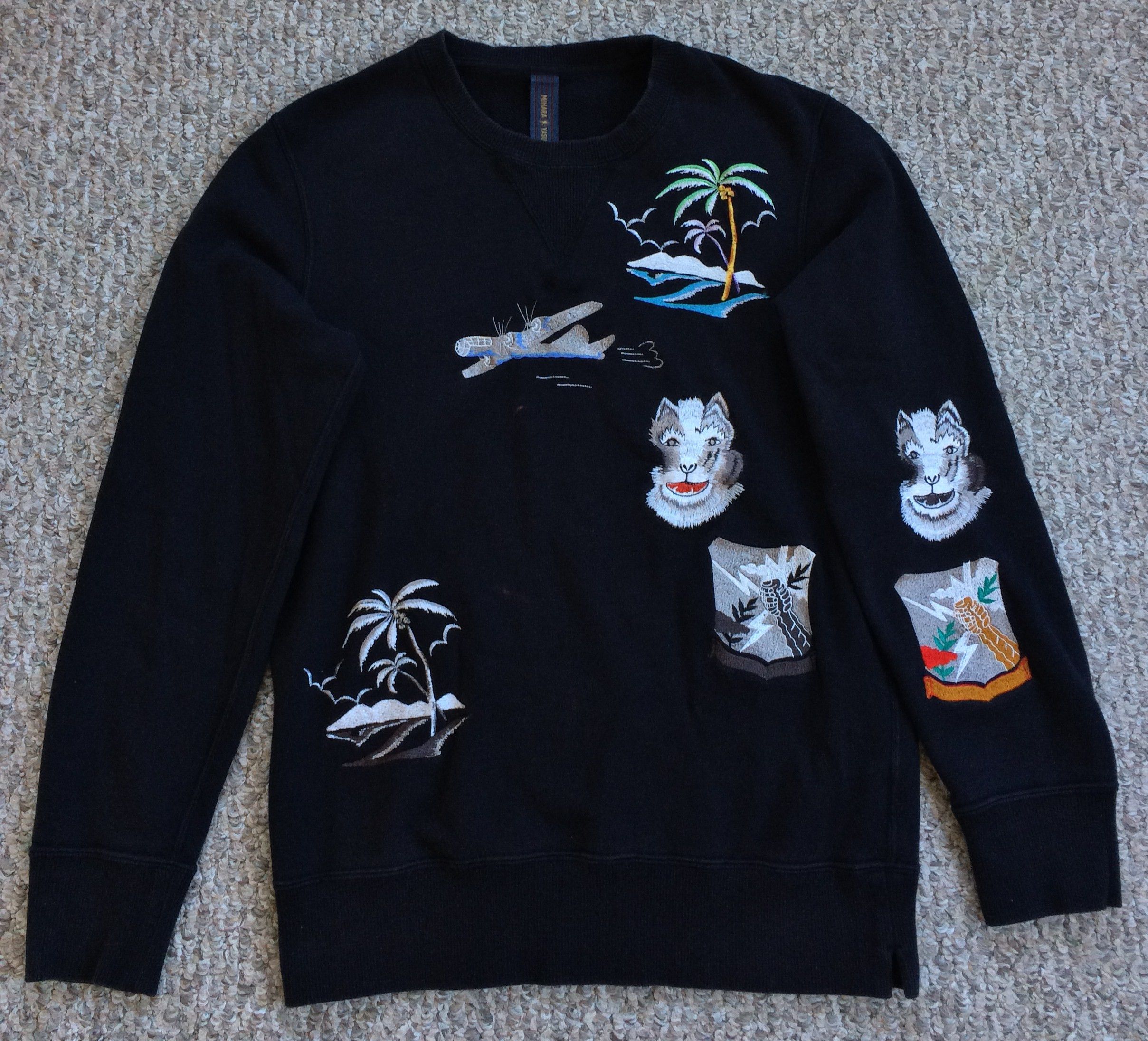 image of Miharayasuhiro Mihara Yasuhiro Embroidered Sweatshirt in Black, Men's (Size Medium)